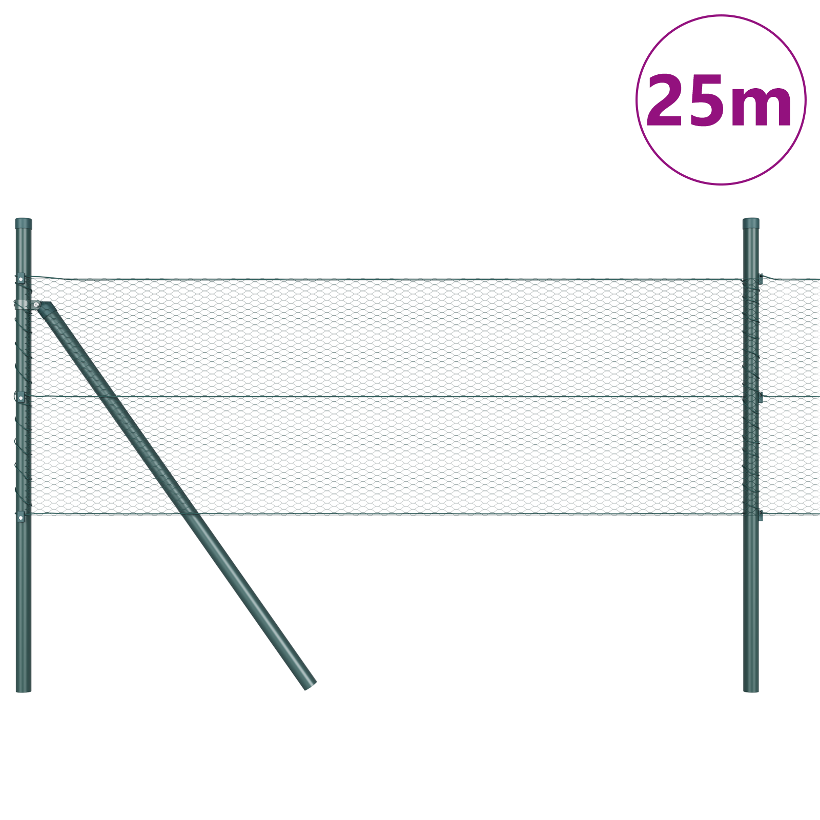 Fencing Set Set of 2 Grey Metal, Plastic 25 x 0.5 m Durable - Image 3