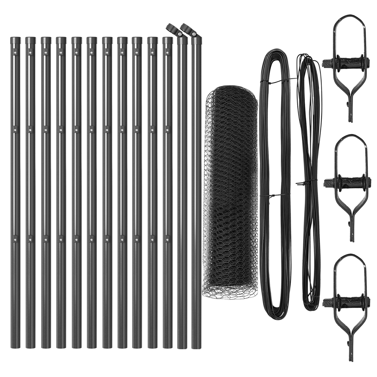 Fencing Set Set of 2 Grey Metal, Plastic 25 x 0.5 m Durable - Image 2