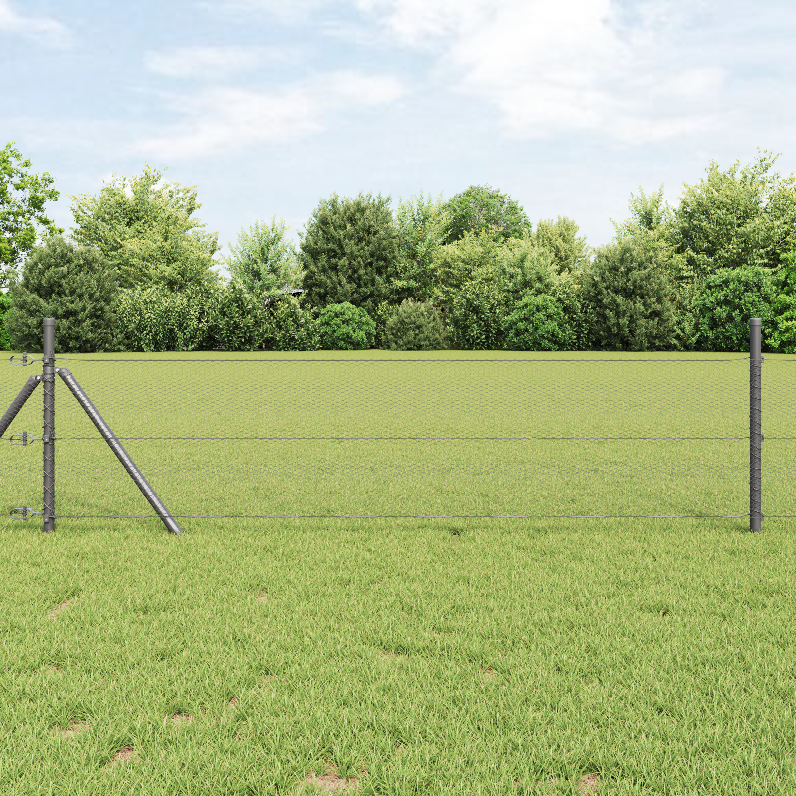 Fencing Set Set of 2 Grey Metal, Plastic 25 x 0.5 m Durable