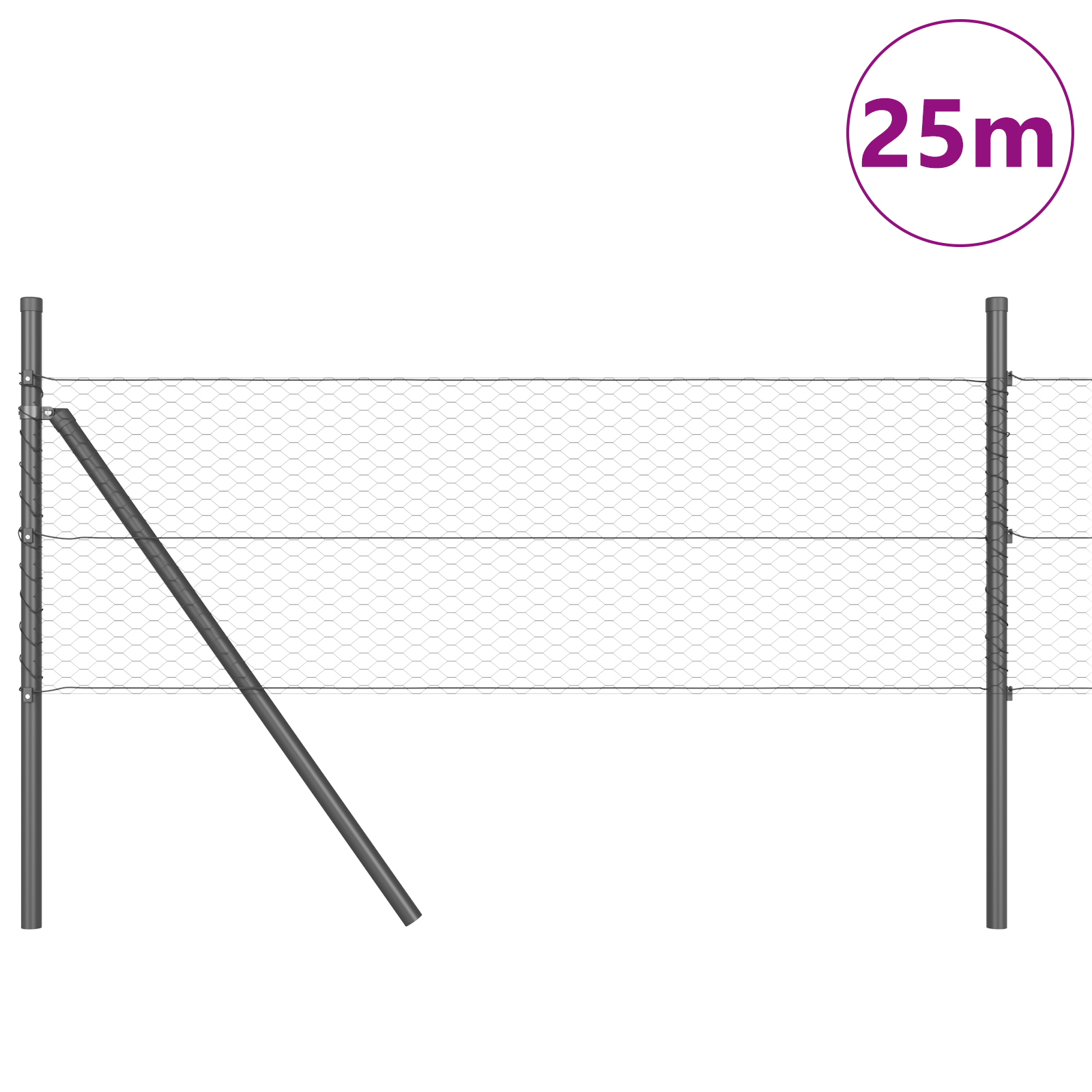 Fencing Set Set of 2 Grey Galvanized Steel 25 x 0.5 m - Image 3