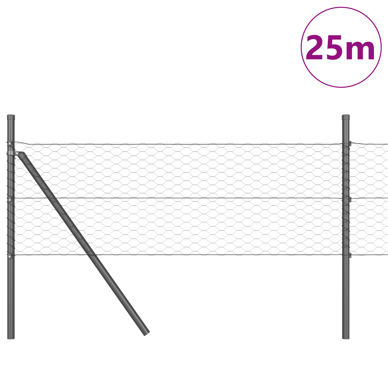 Hexagon Fence Grey 0.8x25 m Steel - Image 3