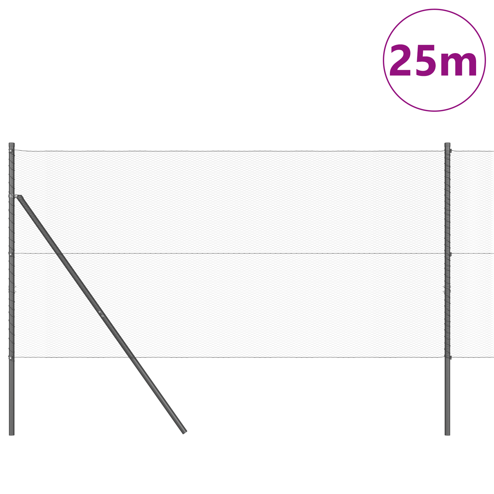 Fencing Set Set of 2 Grey Galvanized Steel Large Durable - Image 3