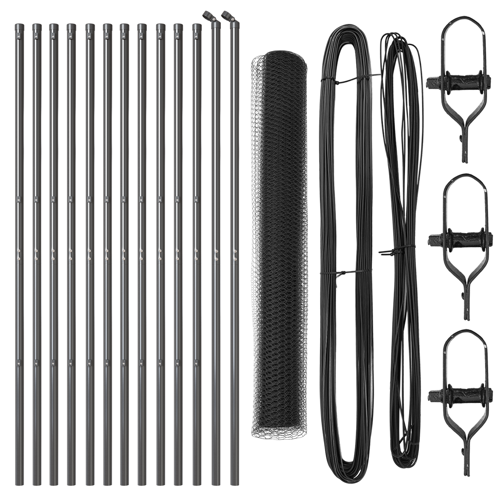 Fencing Set Set of 2 Grey Steel 25 x 1.2 m mesh size Durable - Image 2