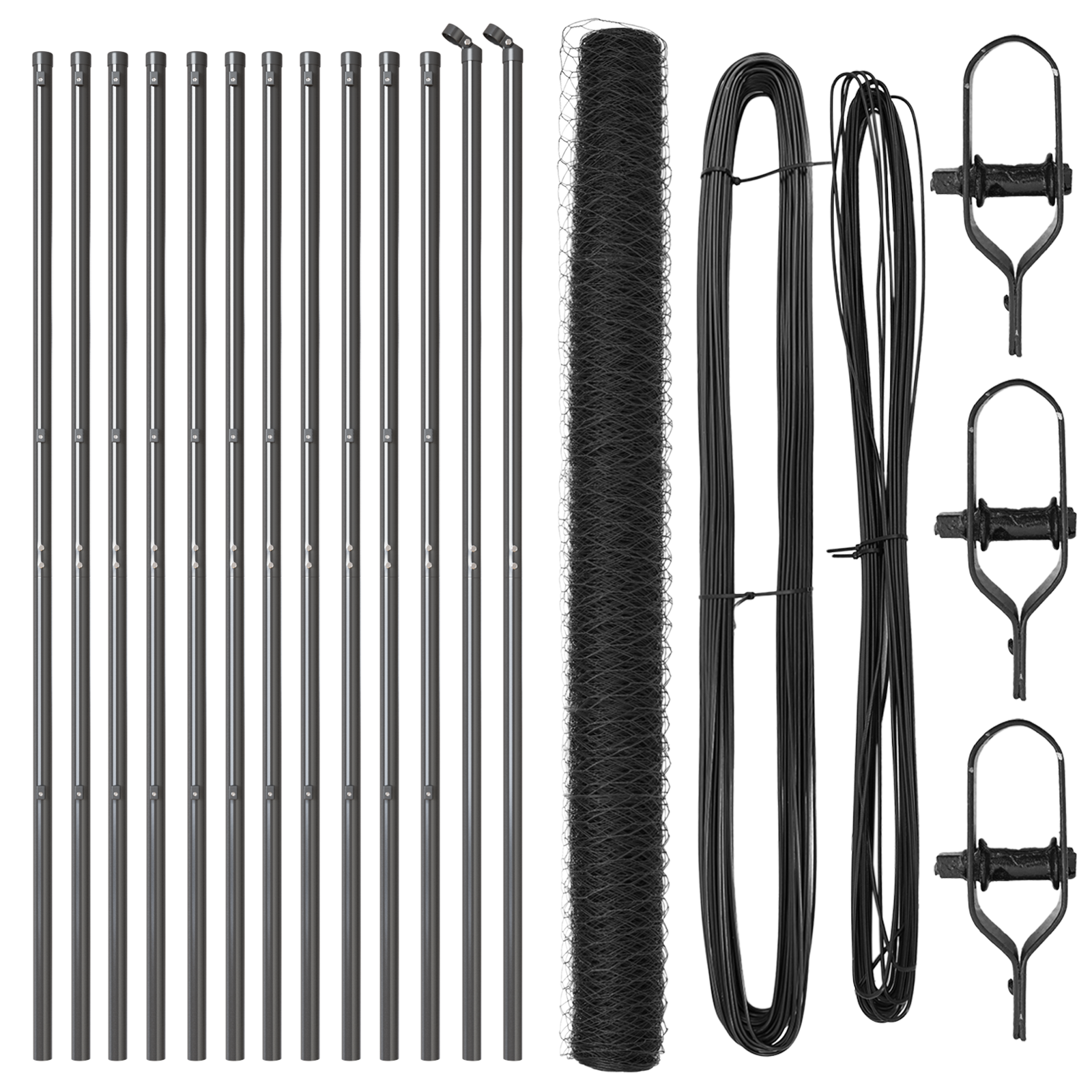 Fencing Set Set of 2 Grey Galvanized Steel 25m x 1.5m Durable - Image 2