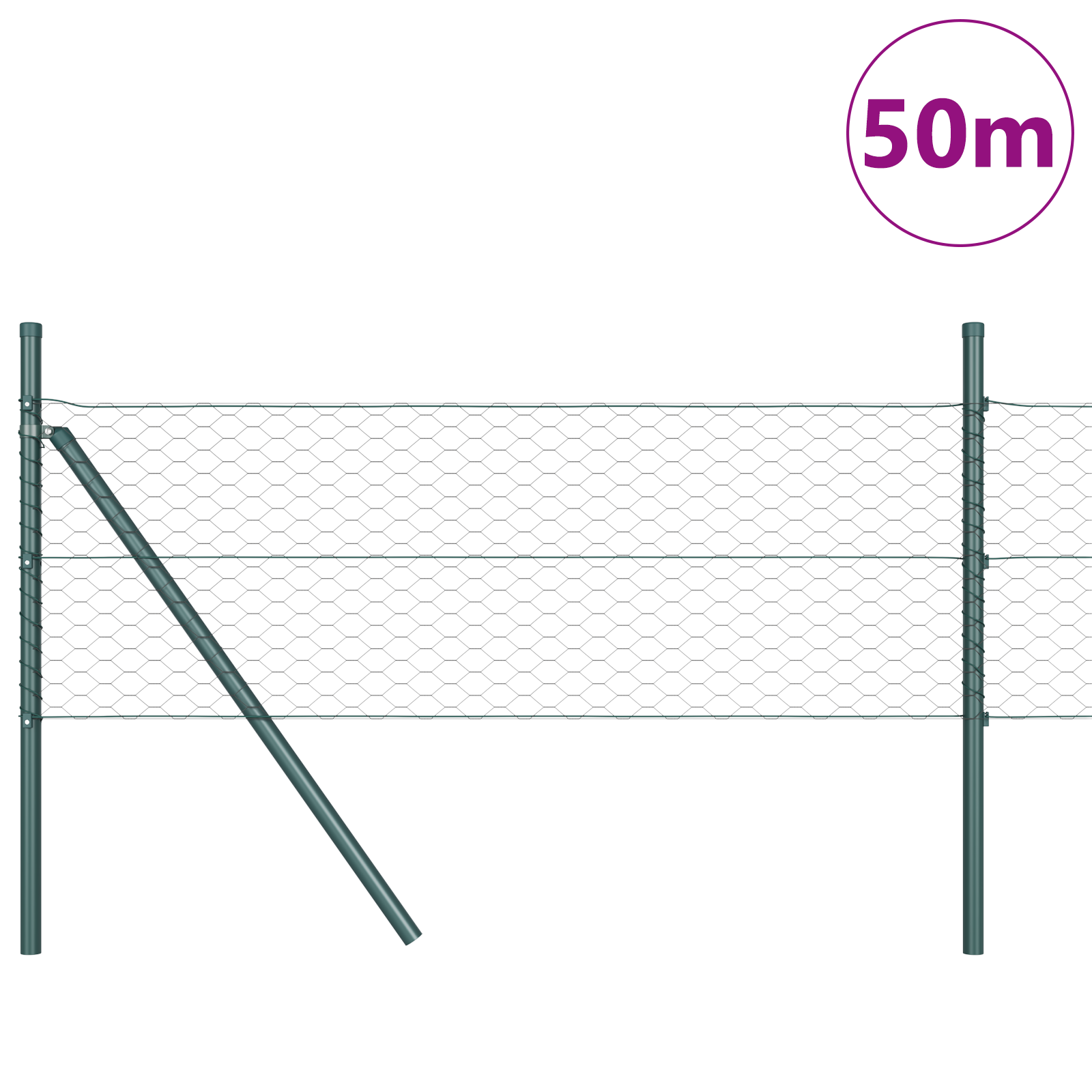Hexagon Fence Grey 0,8x50 m Steel - Image 3