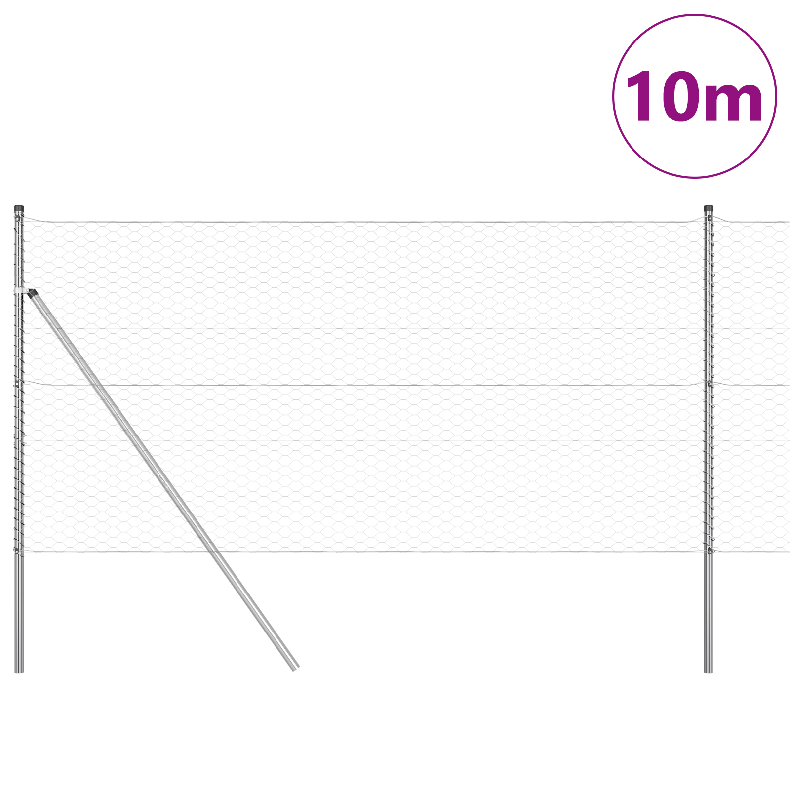 Hexagon Fence 1.2x10 m Galvanised Steel - Image 3