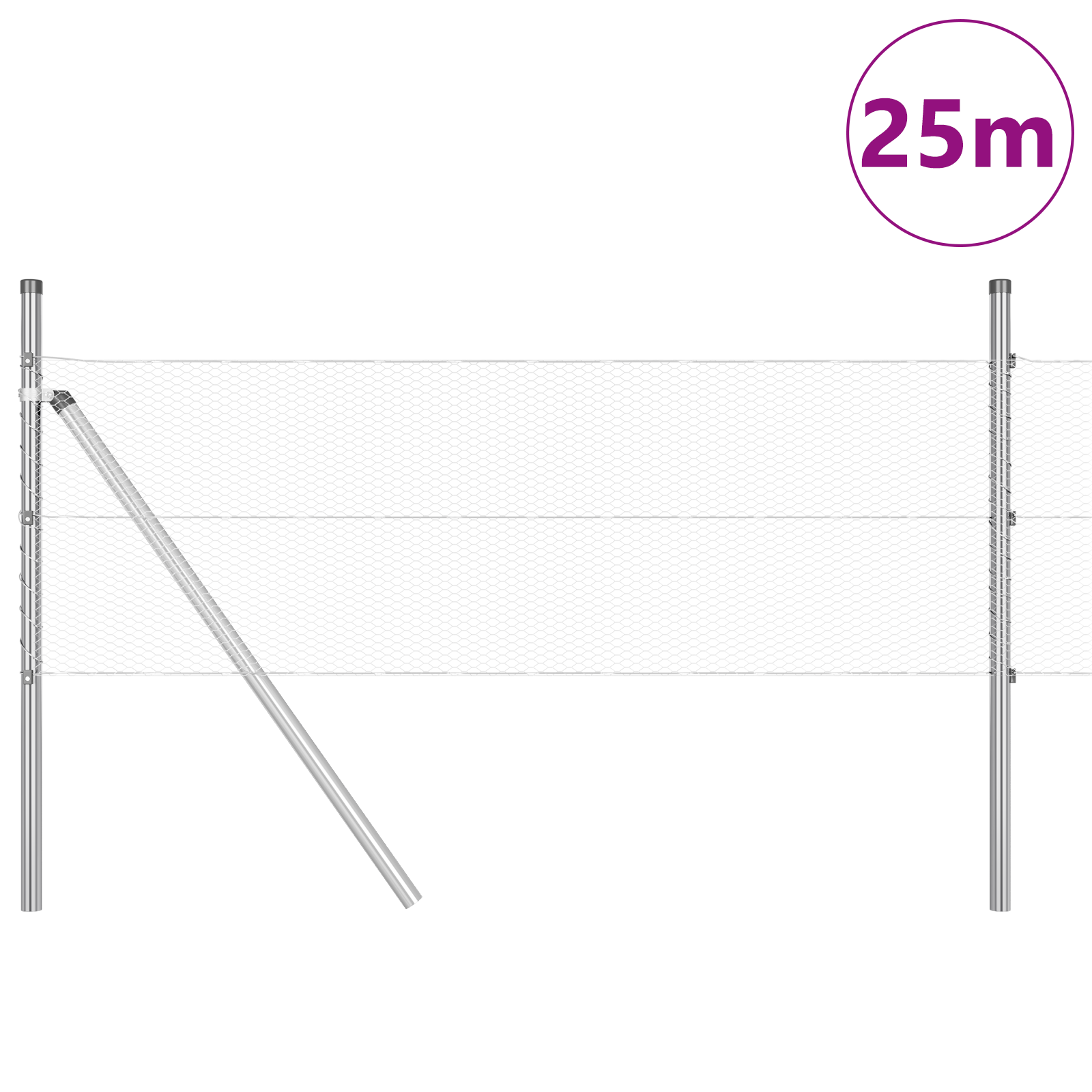 Fencing Set Set of 2 Galvanised Steel 25 x 0.5 m Durable - Image 3