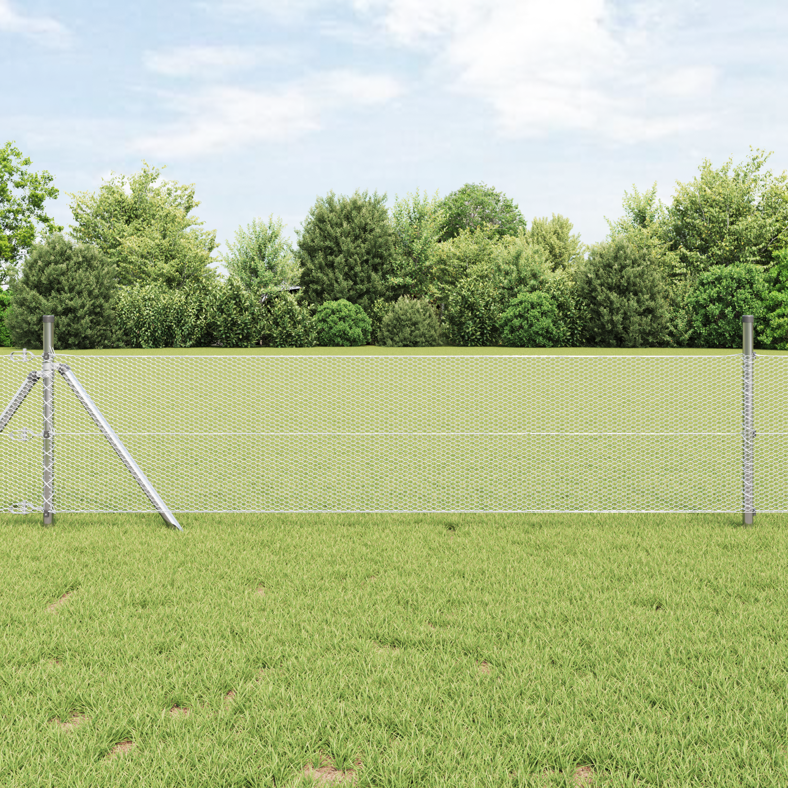 Fencing Set Set of 2 Galvanised Steel 25 x 0.5 m Durable