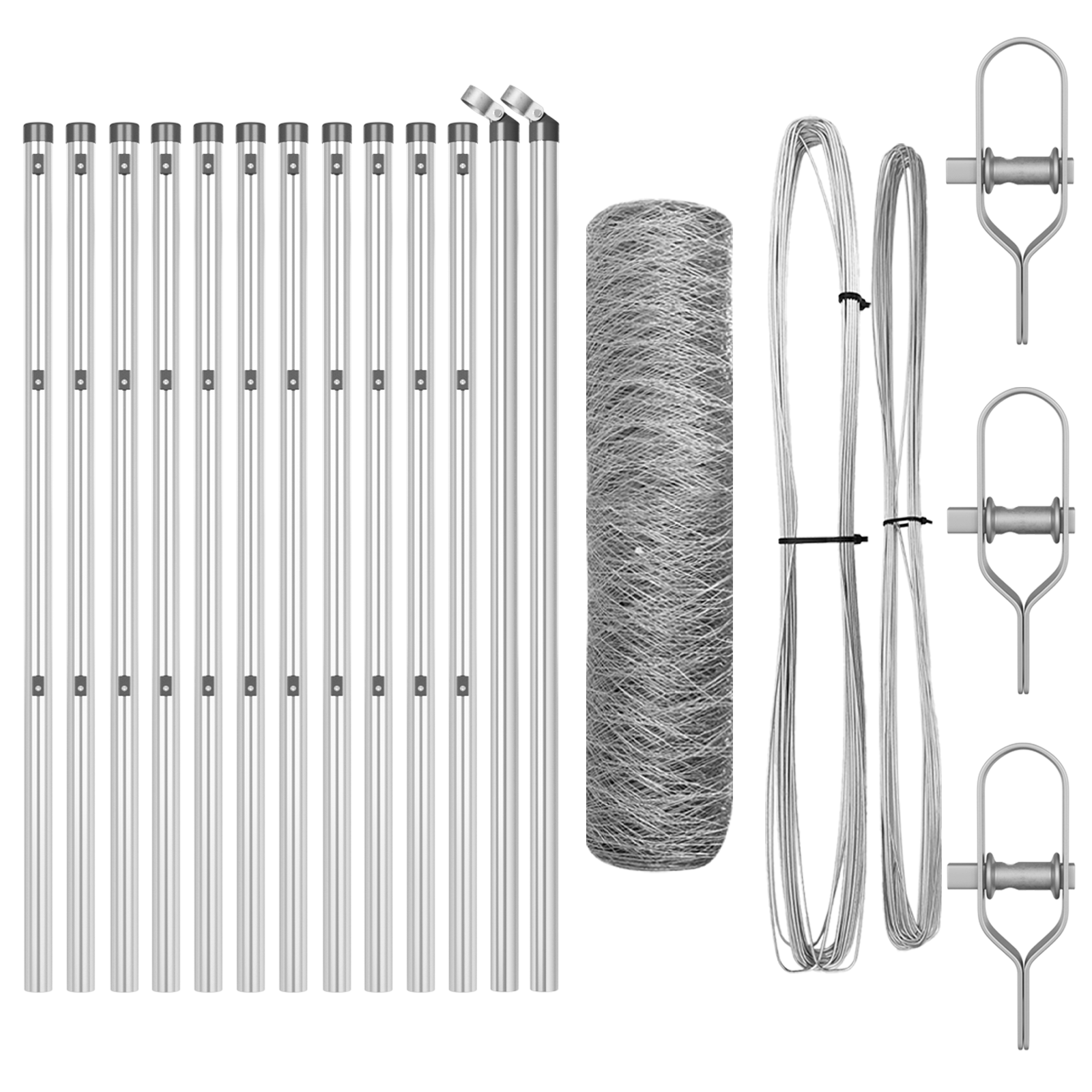 Fencing Set Set of 2 Galvanised steel Galvanised steel mesh - Image 2