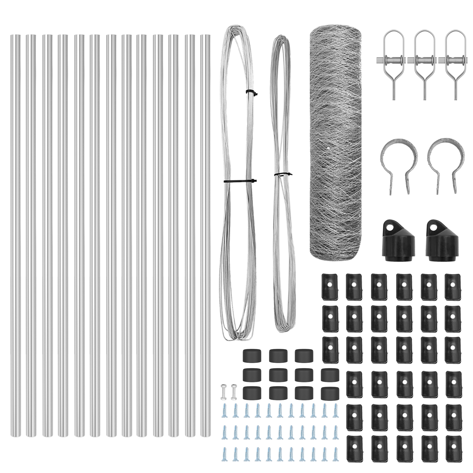 Fencing Set Set of 2 Galvanised steel Galvanised steel mesh - Image 4