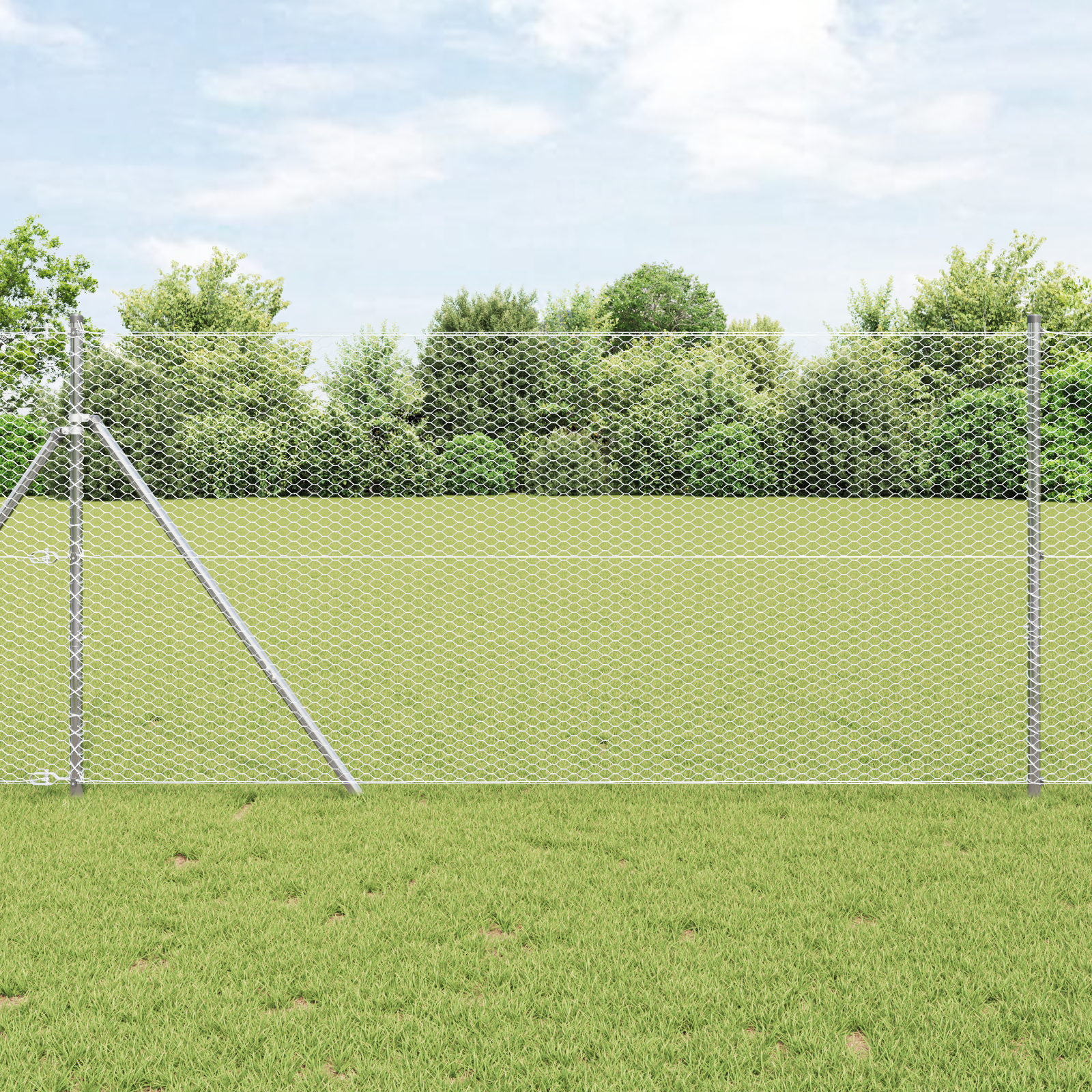 Fencing Set Set of 2 Galvanised Steel 25 m Durable