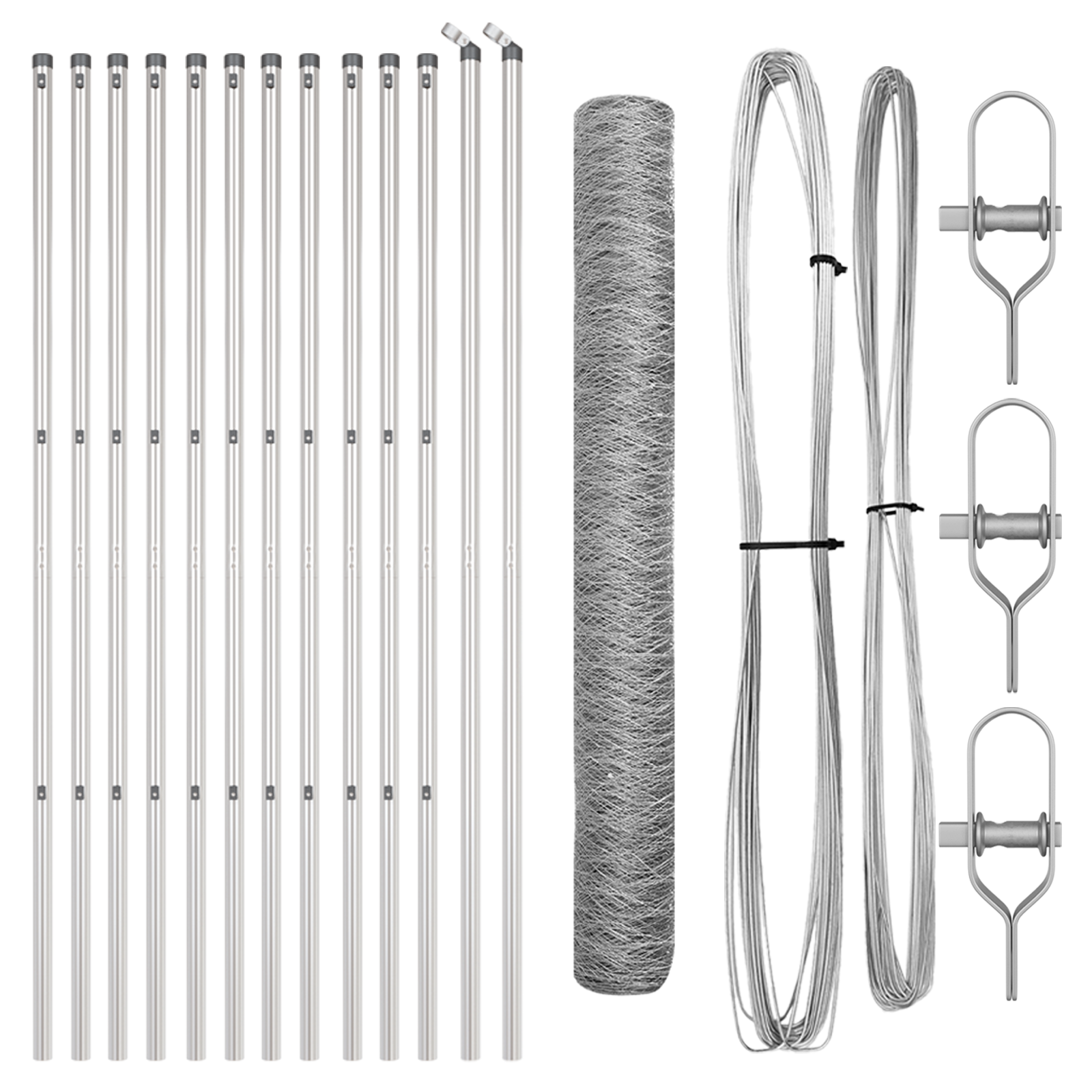 Hexagon Wire Fence with 7 Posts 1.2x25 m Steel Silver - Image 2
