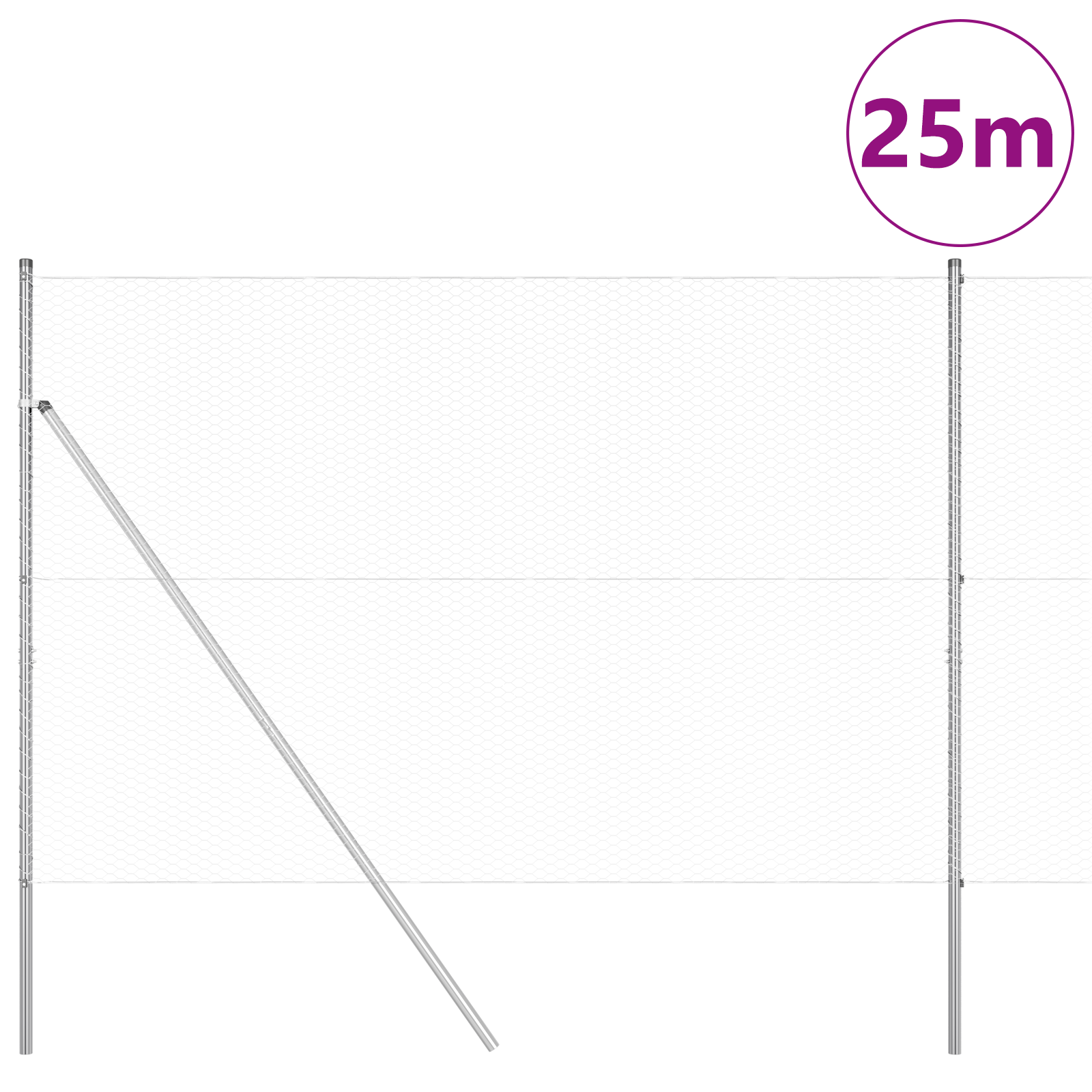 Hexagon Fence 1.6x25 m Galvanised Steel - Image 3