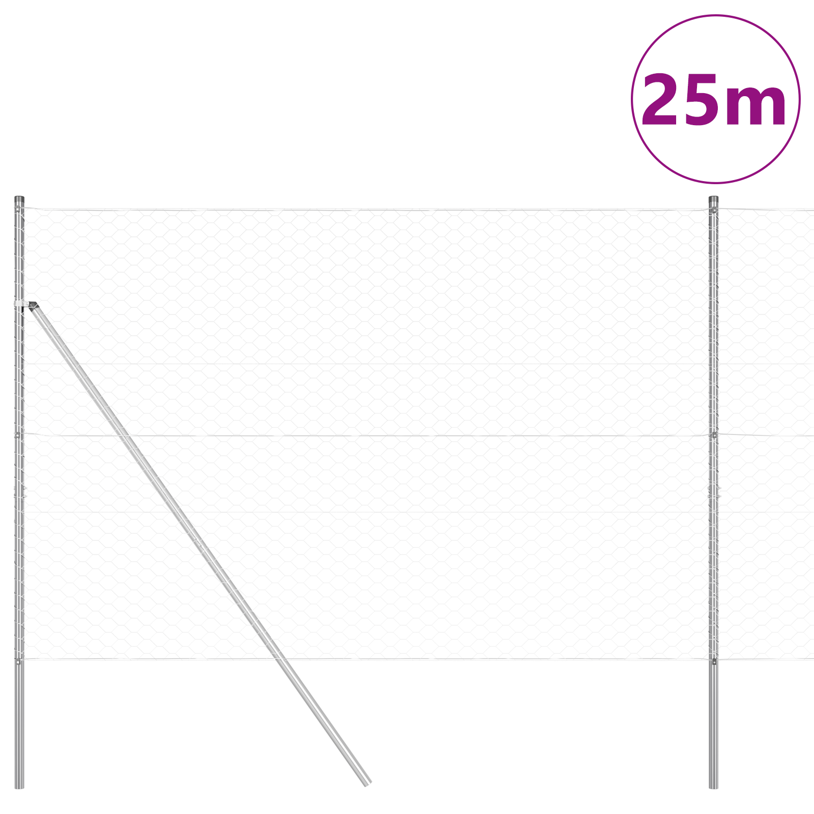 Hexagon Fence 1.6x25 m Galvanised Steel - Image 3