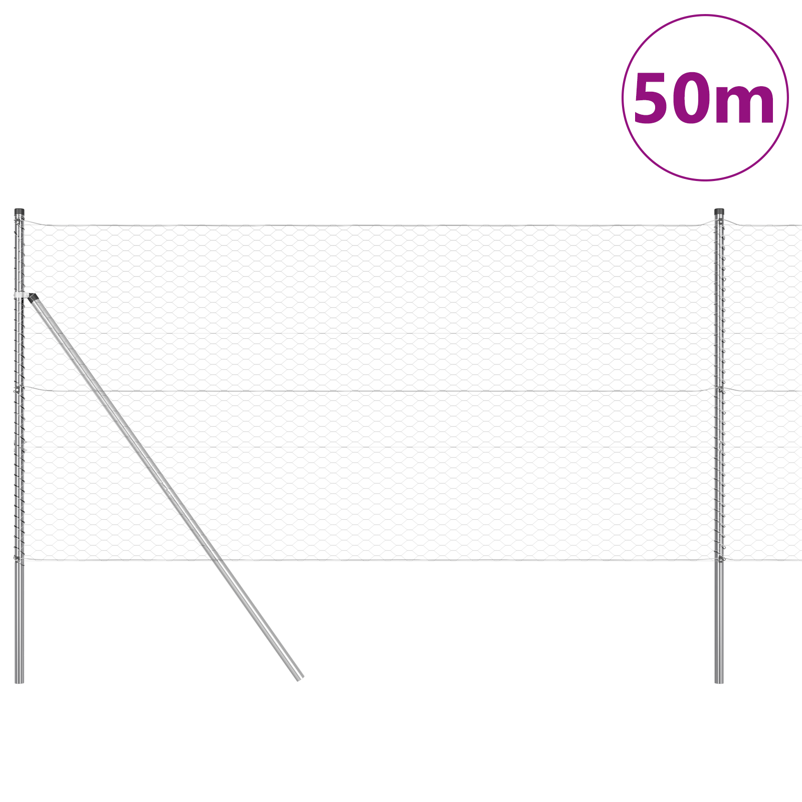 Hexagon Fence 1x50 m Galvanised Steel - Image 3