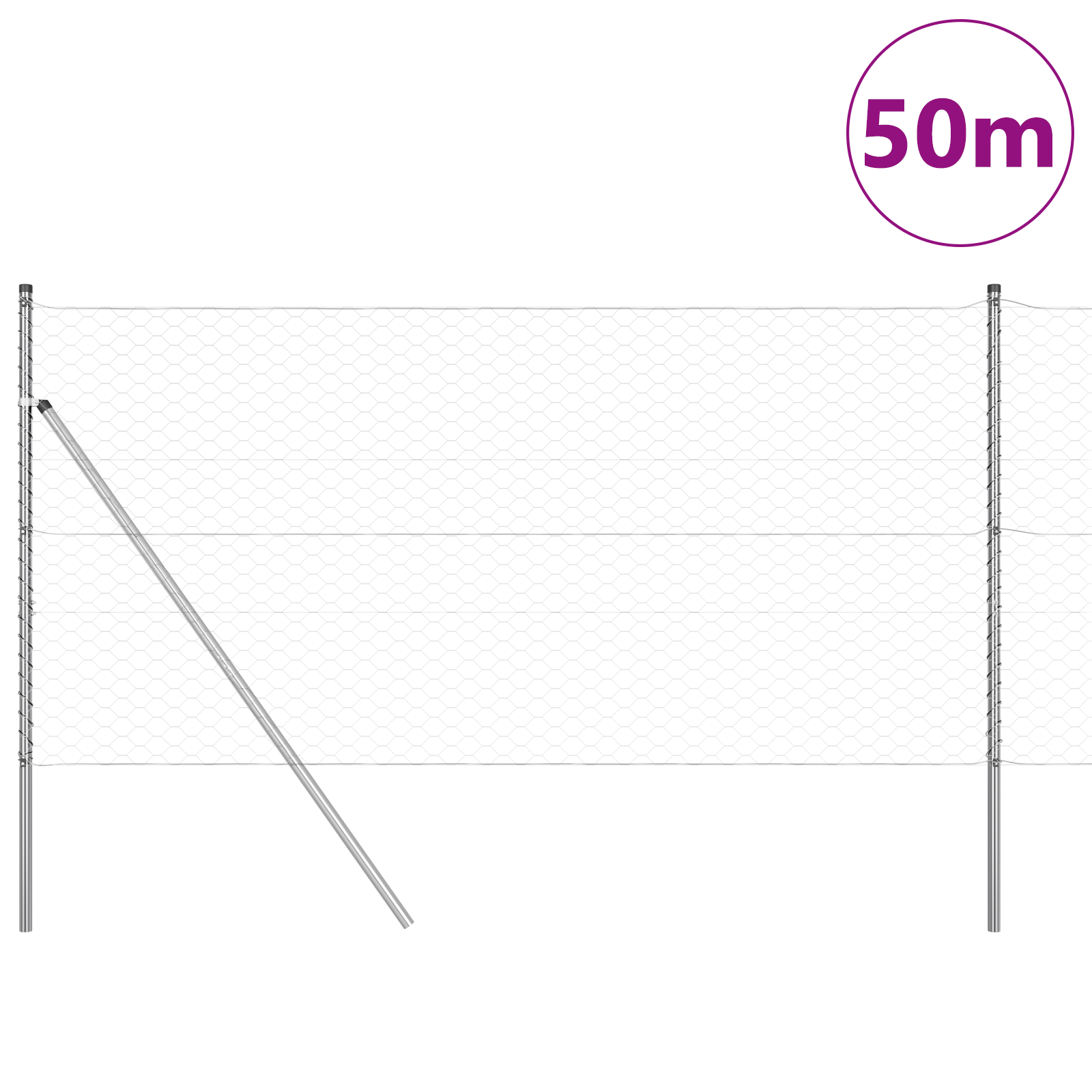 Hexagon Fence 1x50 m Galvanised Steel - Image 3