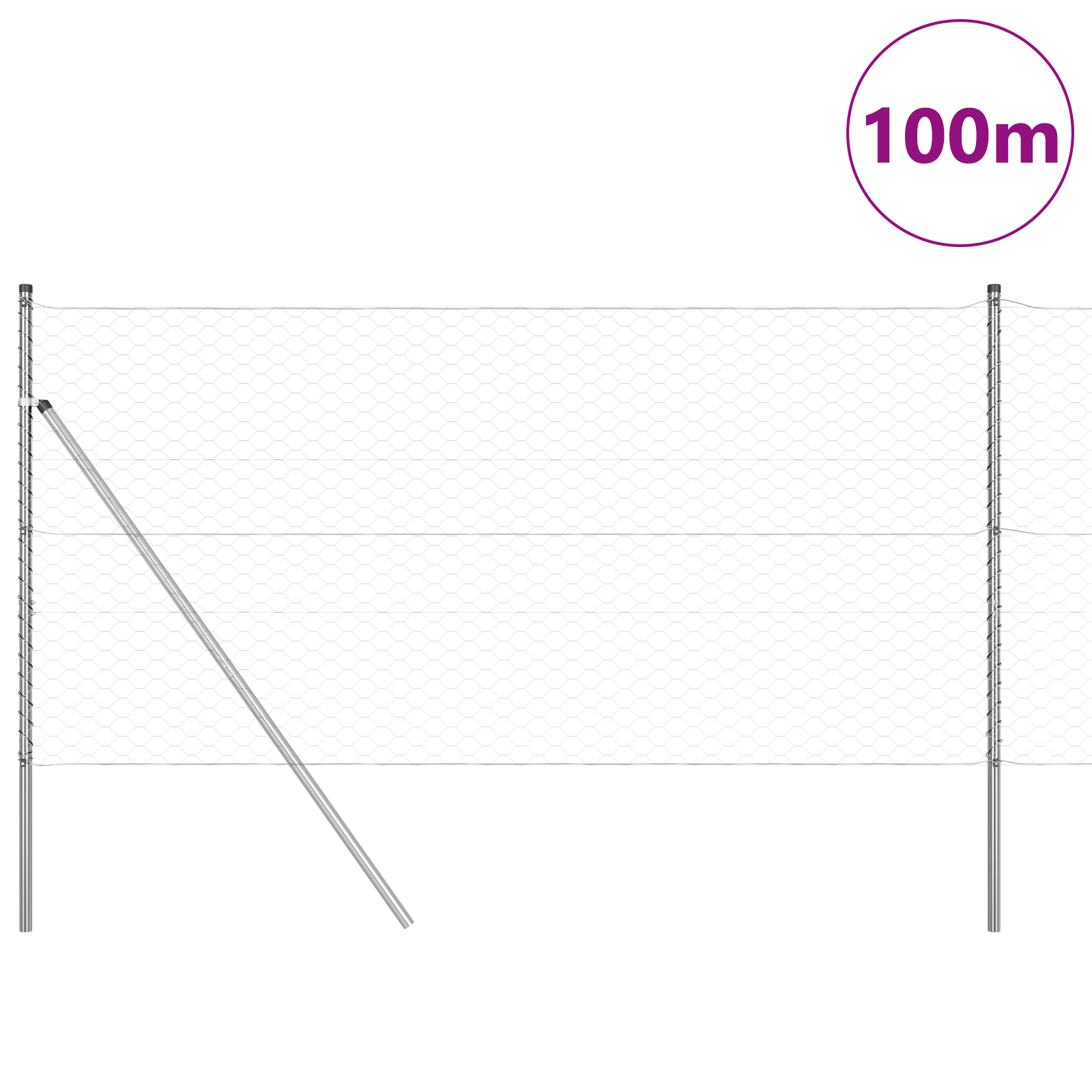 Hexagon Fence 1x100 m Galvanised Steel - Image 3