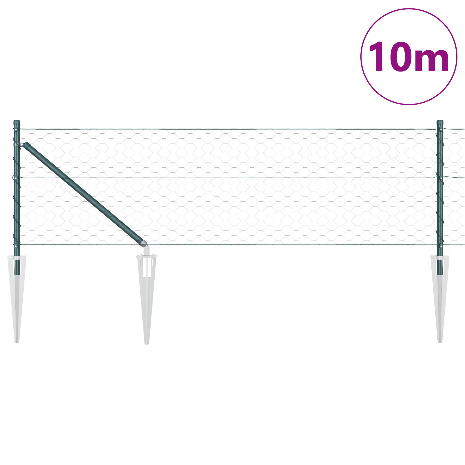 Hexagon Fence Green 0,6x10 m Steel - Image 3