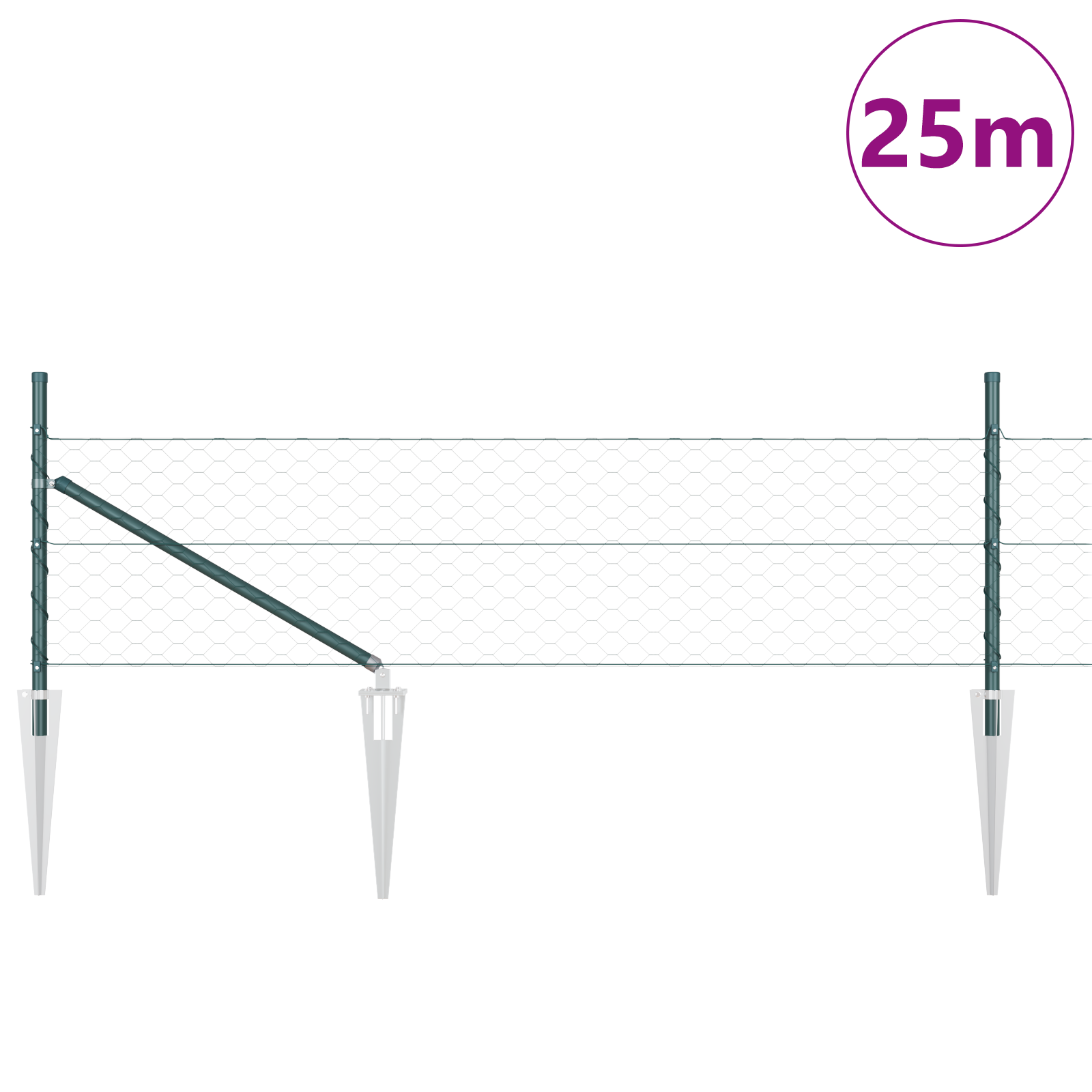Hexagon Fence Green 0,4x25 m Steel - Image 3