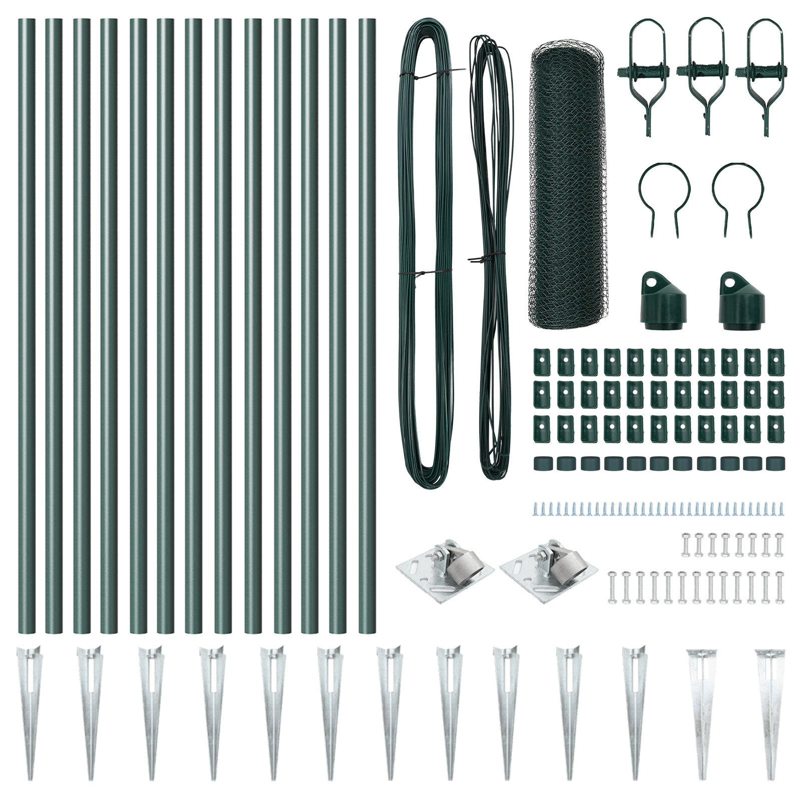 Fencing Set Set of 2 Forest green Plastic coated metal 25 x 0.5 m - Image 4