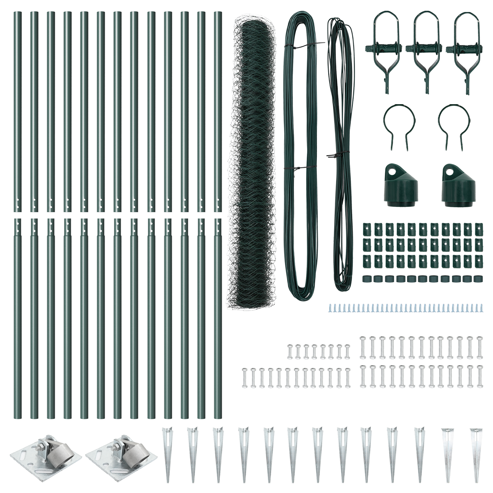 Fencing Set Set of 2 Forest green Powder-Coated Steel 25 x 1 m - Image 4