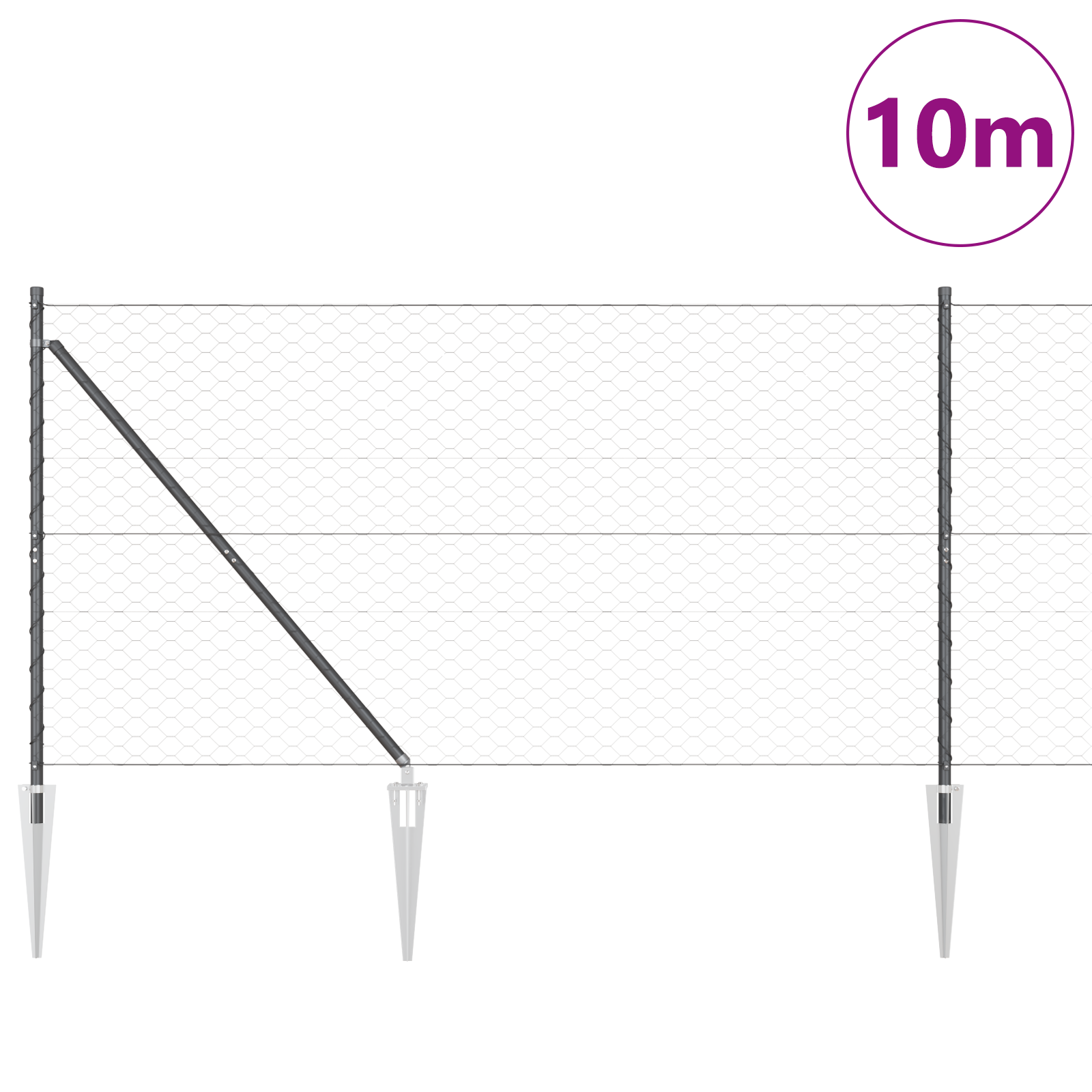 Hexagon Fence Grey 1.2x10 m Steel - Image 3