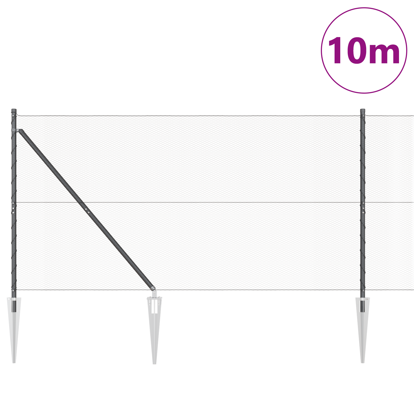 Hexagon Fence Grey 1.4x10 m Steel - Image 3