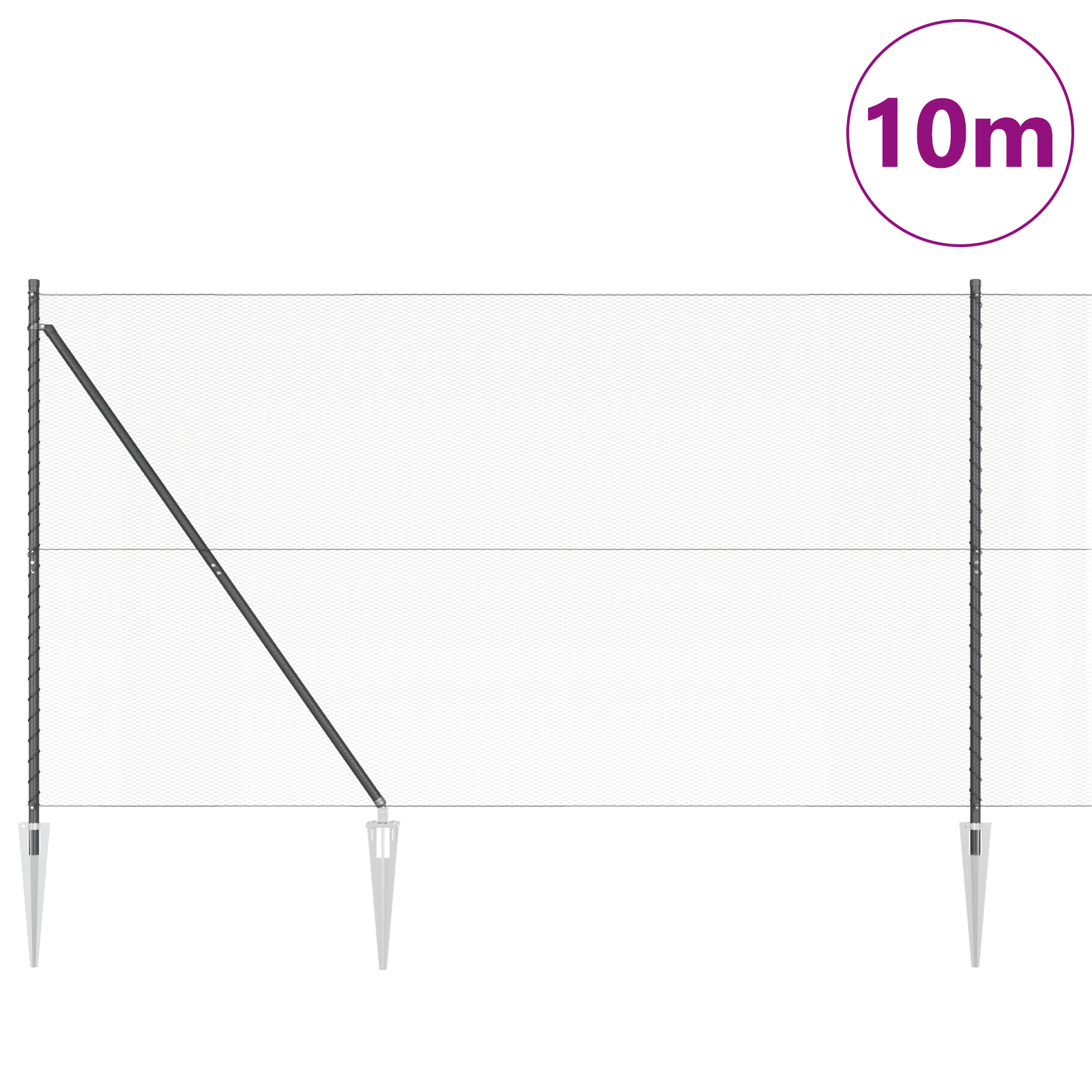 Hexagon Fence Grey 1.6x10 m Steel - Image 3