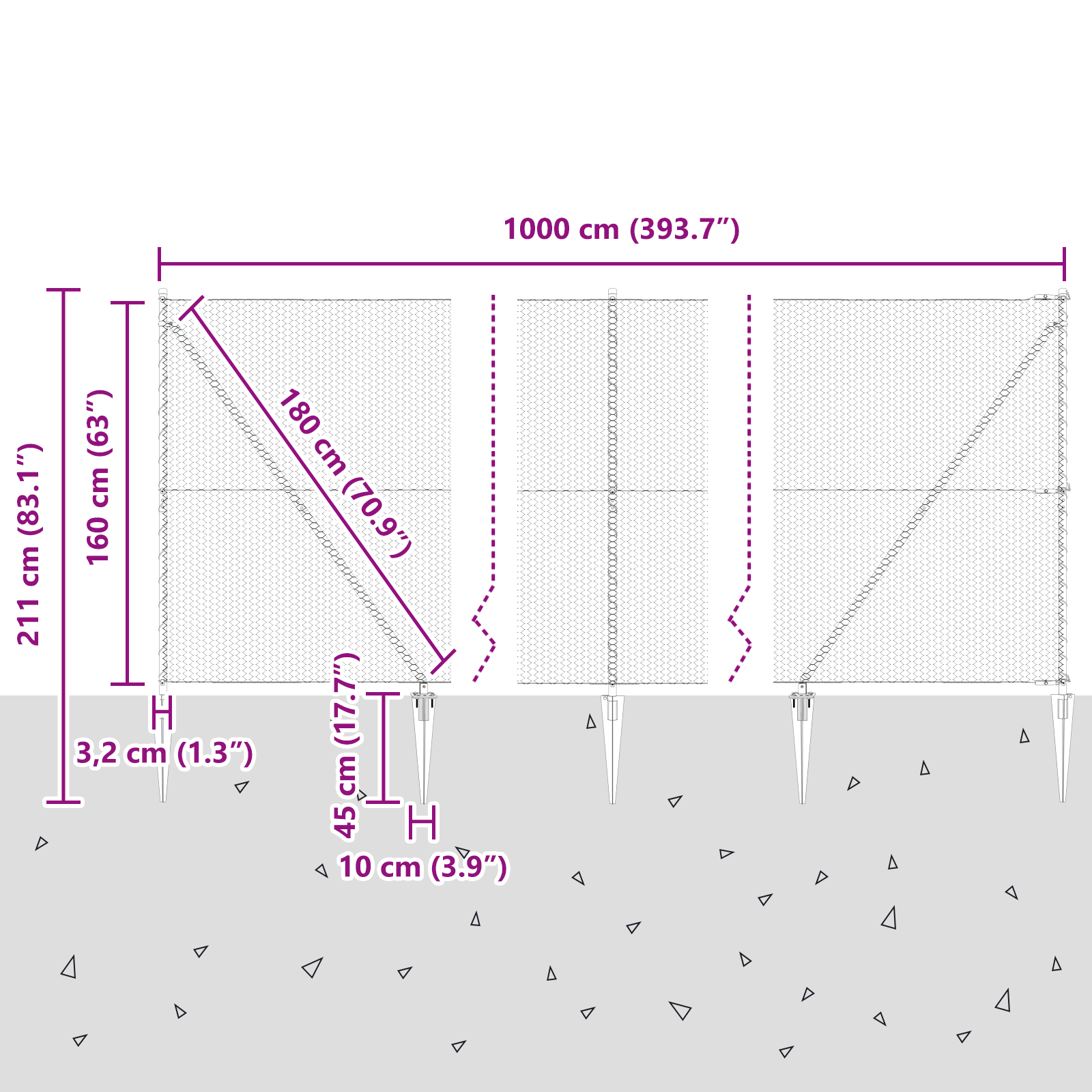 Hexagon Fence Grey 1.6x10 m Steel - Image 10