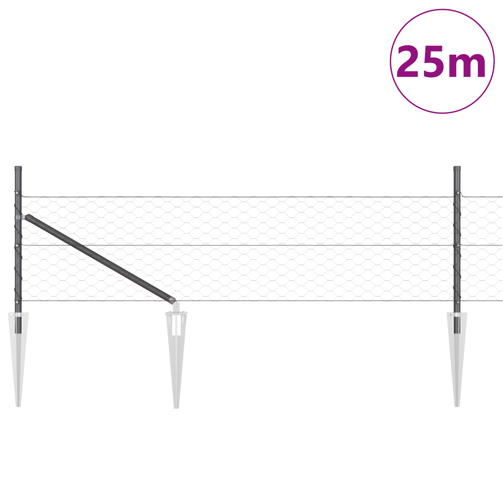 Hexagon Fence Grey 0.4x25 m Steel - Image 3