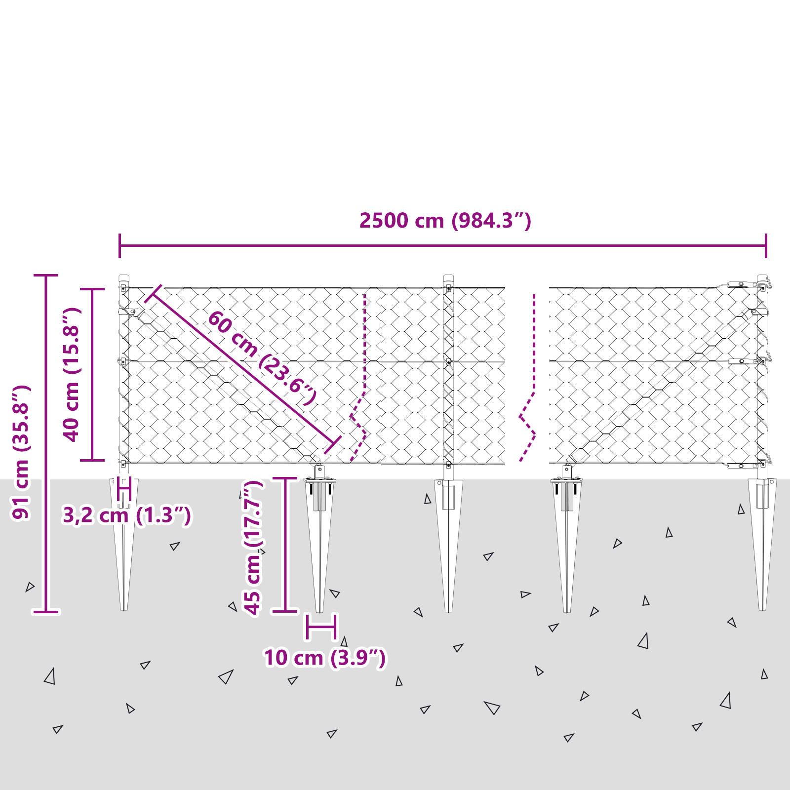 Hexagon Fence Grey 0.4x25 m Steel - Image 10