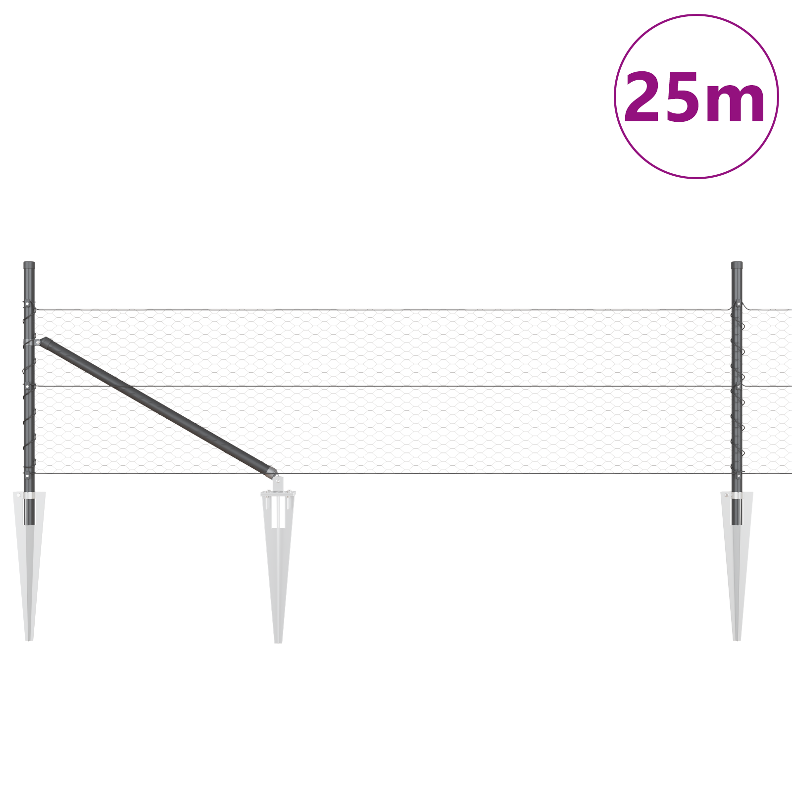 Fencing Set Set of 2 Grey Metal, Mesh Large Durable - Image 3