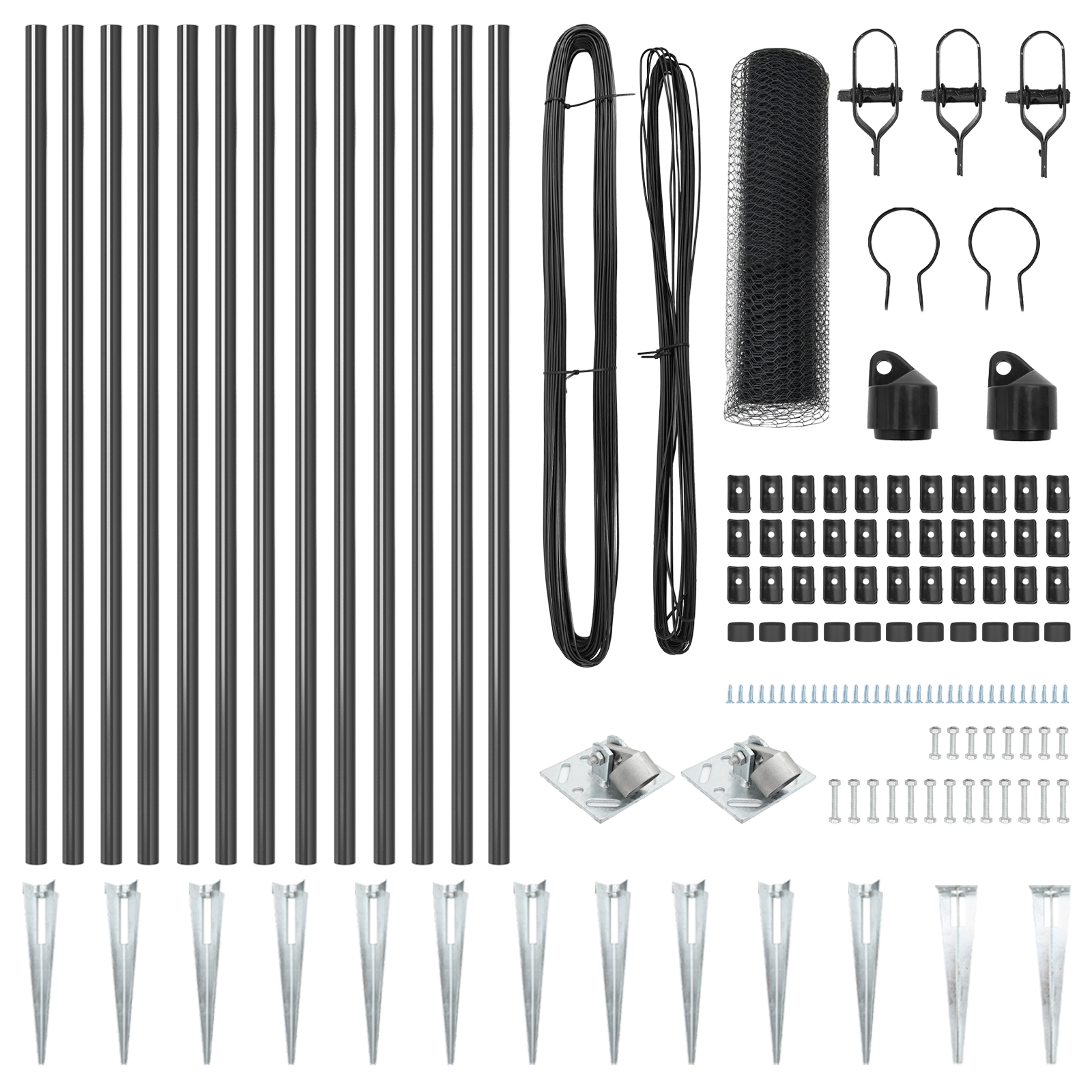 Fencing Set Set of 2 Grey Metal, Mesh Large Durable - Image 4