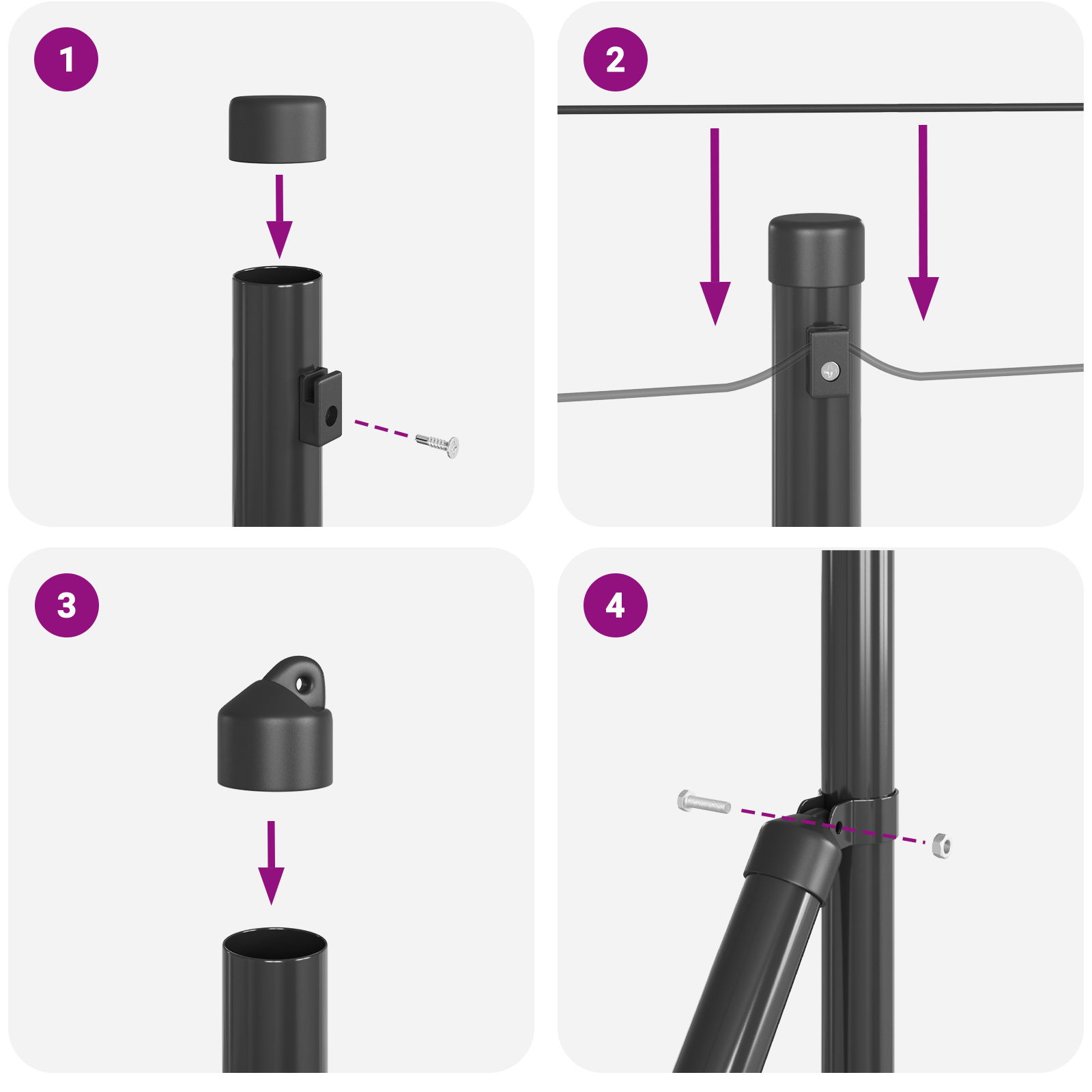 Fencing Set Set of 2 Grey Powder-Coated Steel 25 x 0.5 m Fence - Image 11