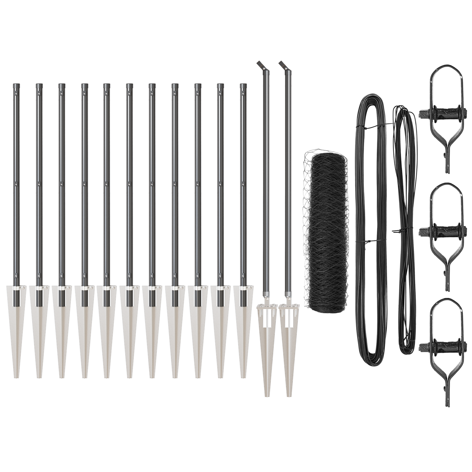 Fencing Set Set of 2 Grey Powder-Coated Steel 25 x 0.5 m Fence - Image 2