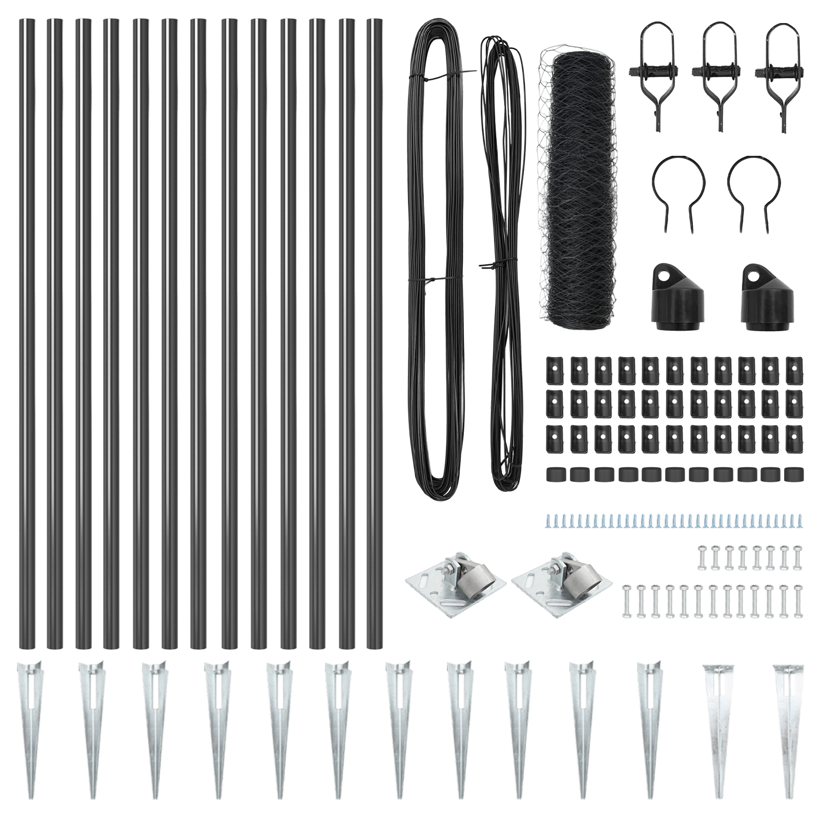 Fencing Set Set of 2 Grey Powder-Coated Steel 25 x 0.5 m Fence - Image 4