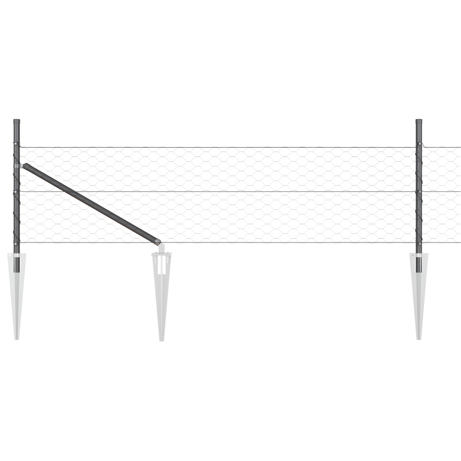 Fencing Set Set of 2 Grey Powder-Coated Steel 25 x 0.5 m Fence - Image 6