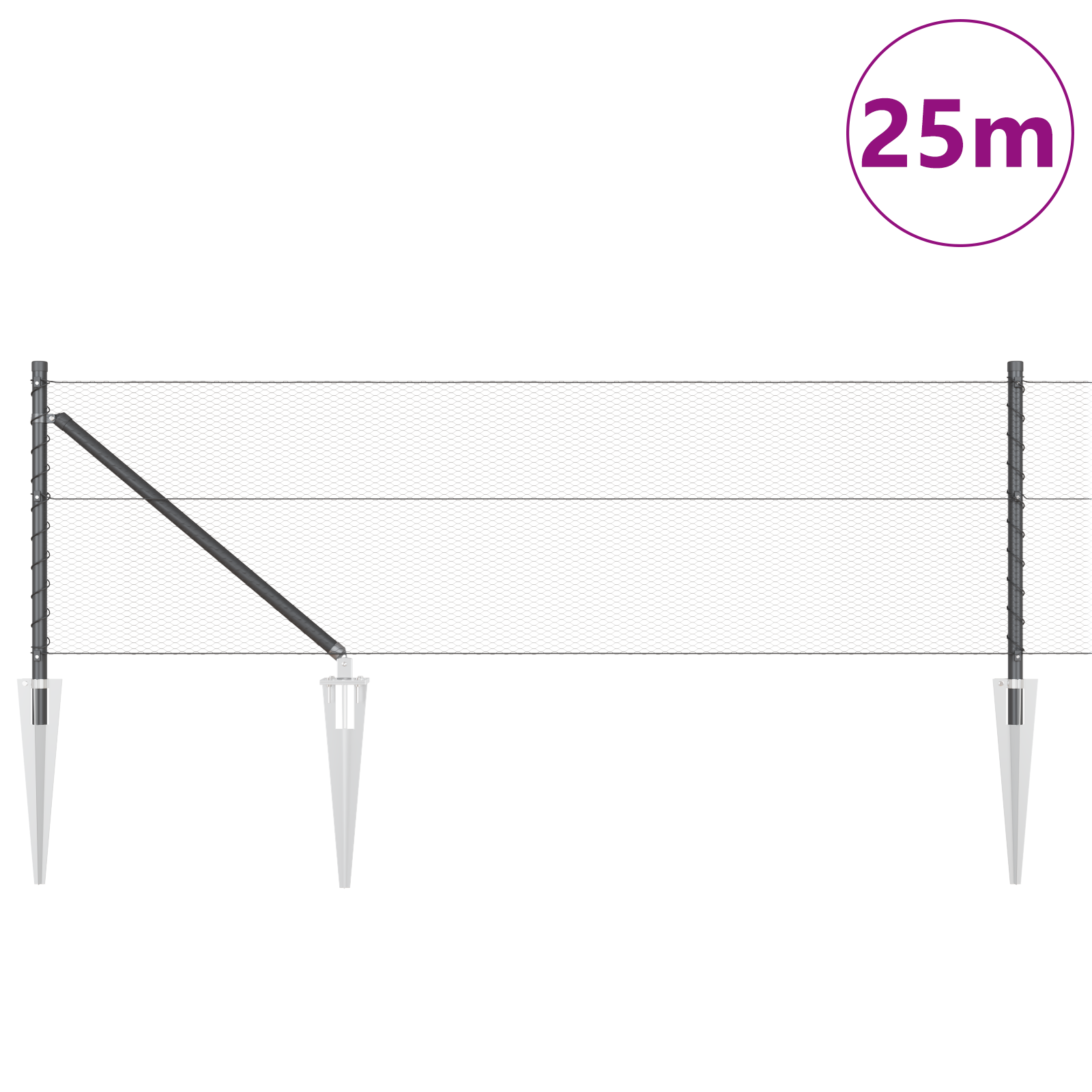 Hexagon Fence Grey 0.6x25 m Steel - Image 3