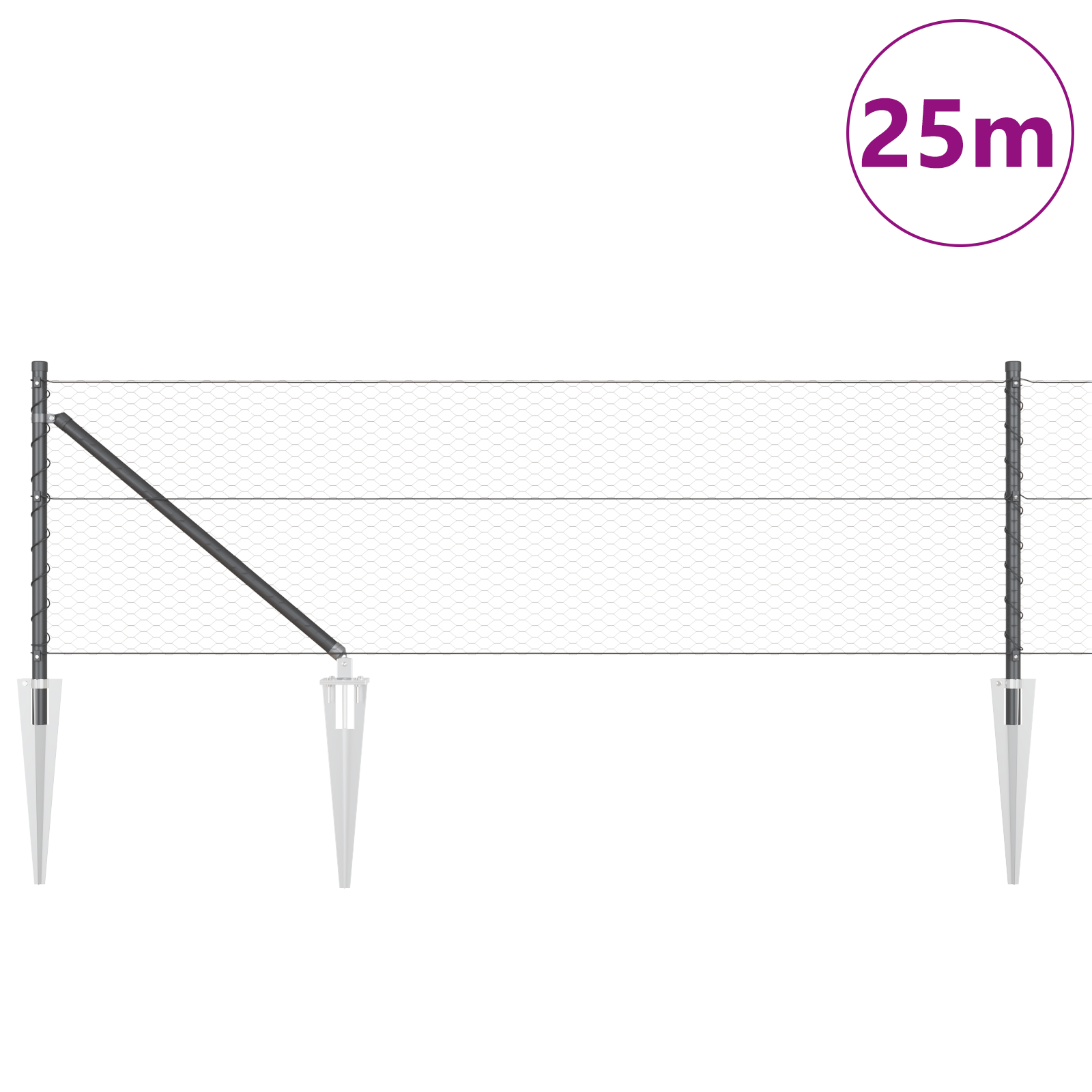 Hexagon Fence Grey 0.6x25 m Steel - Image 3
