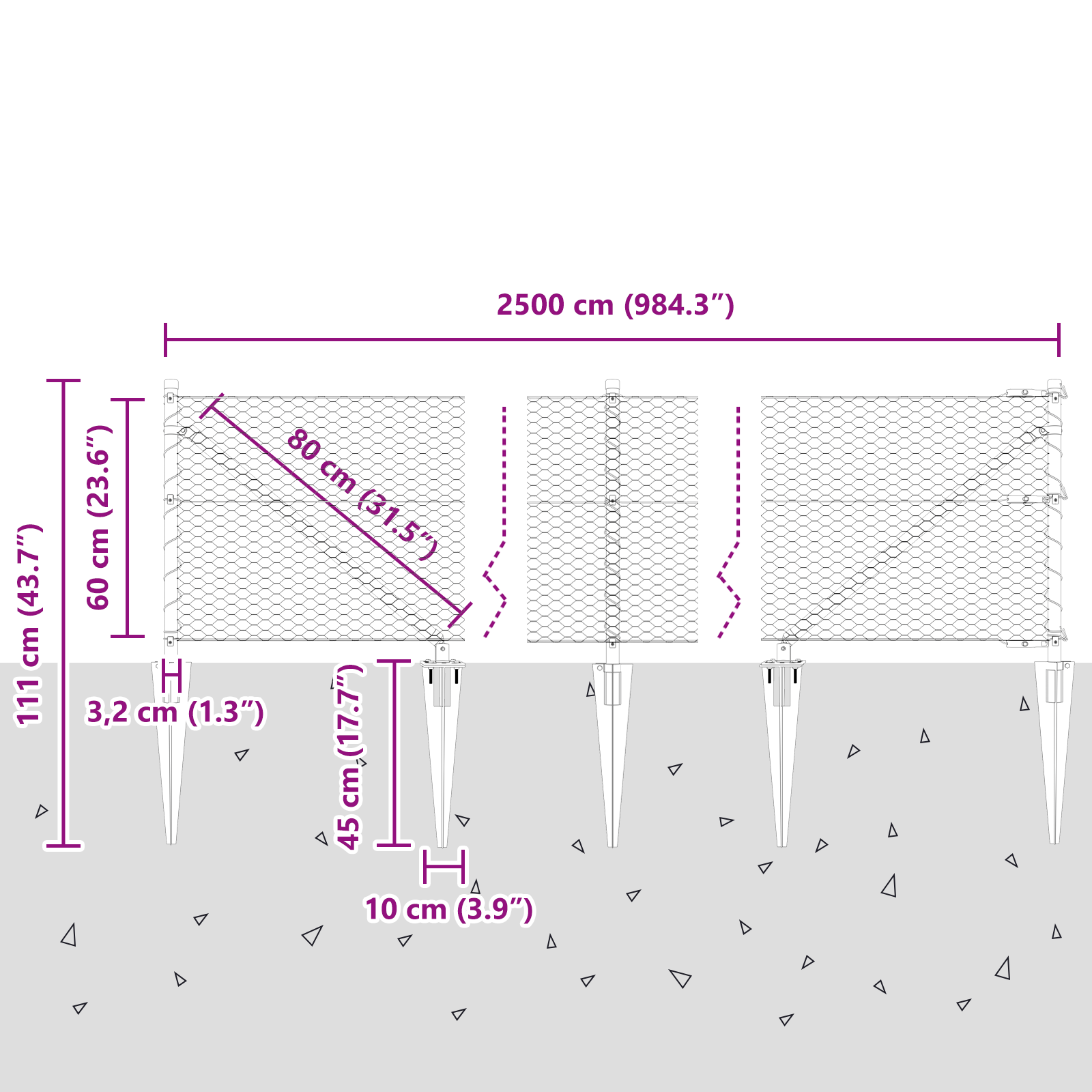 Hexagon Fence Grey 0.6x25 m Steel - Image 11