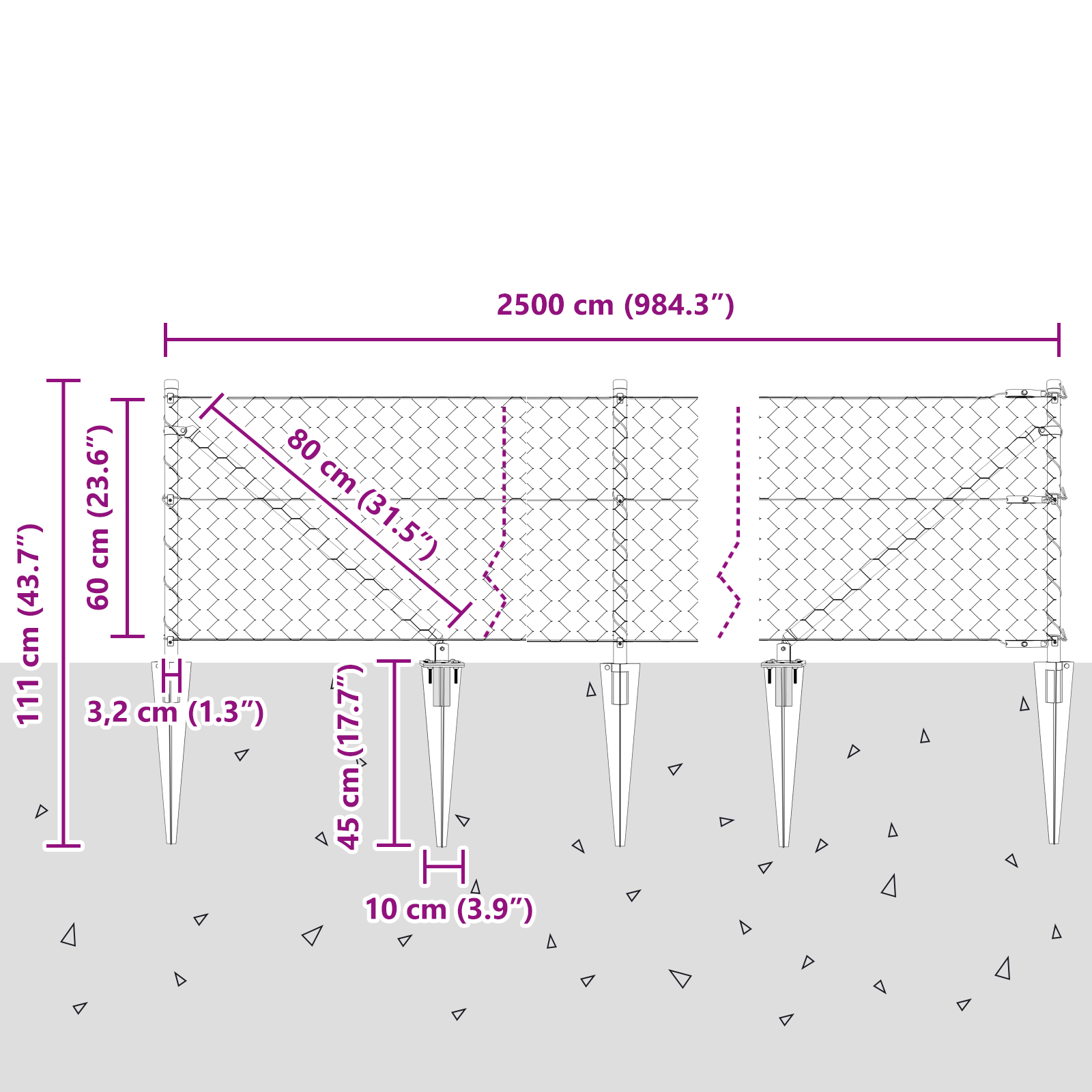 Hexagon Fence Grey 0.6x25 m Steel - Image 11