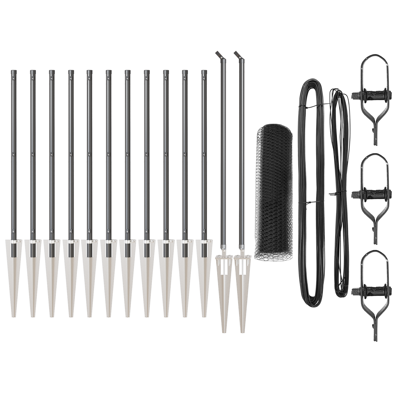 Fencing Set Set of 2 Grey Powder-Coated Steel 25 x 1 m Durable - Image 2