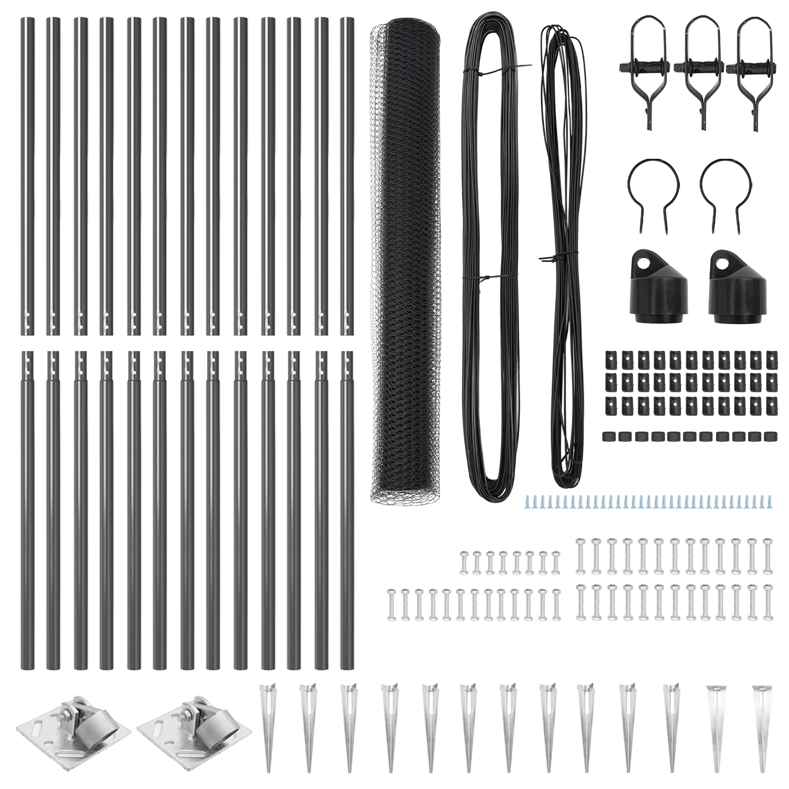 Fencing Set Set of 2 Grey Steel, PVC 25 x 1.2 m Durable - Image 4