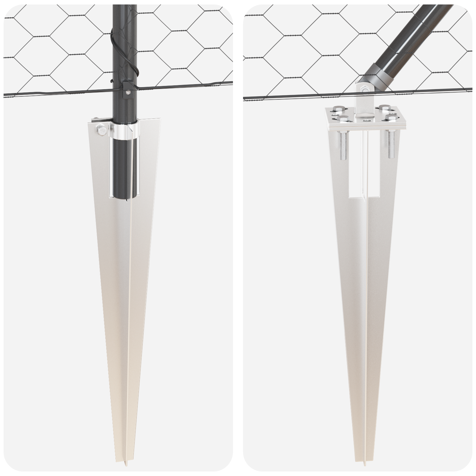 Fencing Set Set of 2 Grey Metal Standard Durable - Image 8