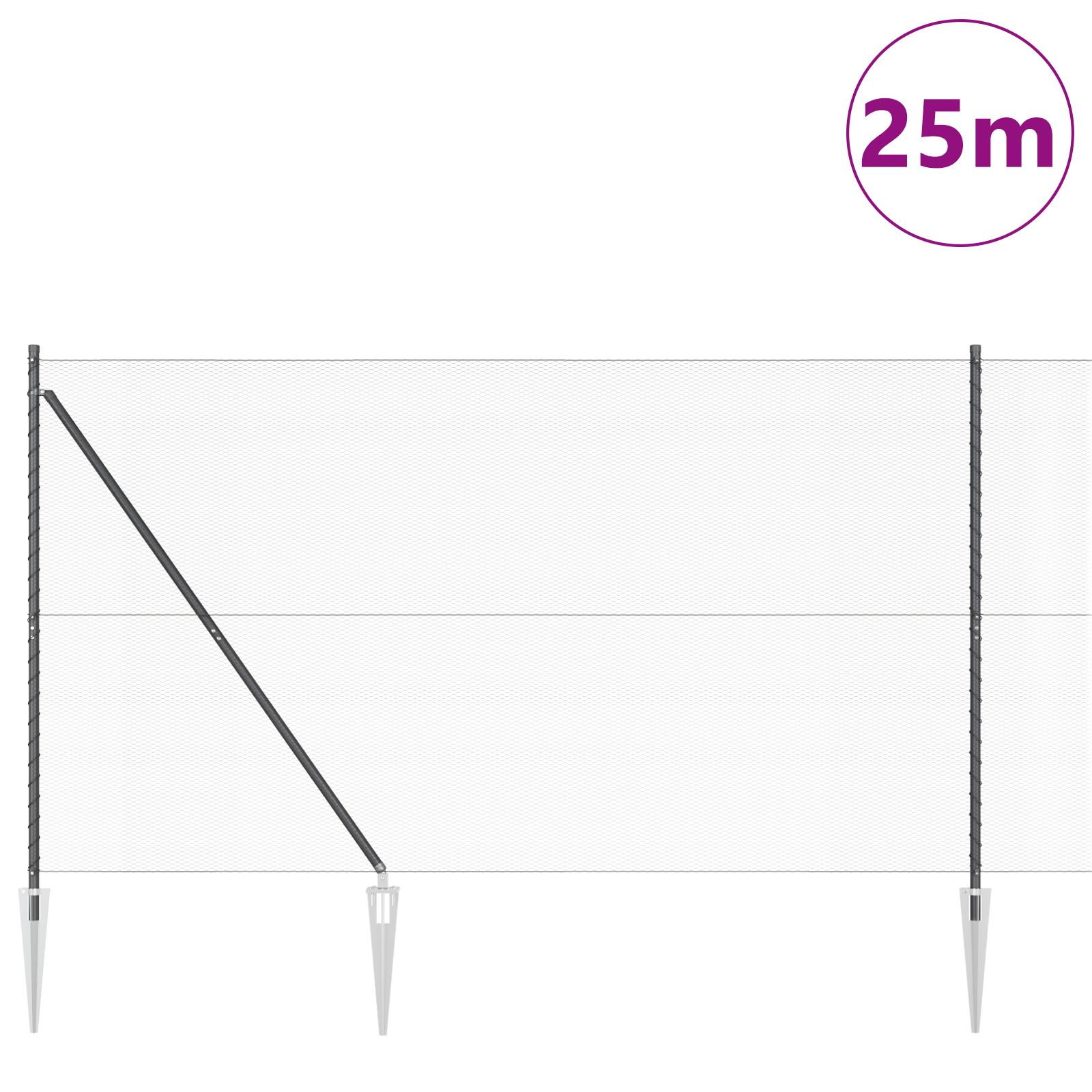 Fencing Set Set of 2 Grey Metal 25 x 1.5 m Durable - Image 3