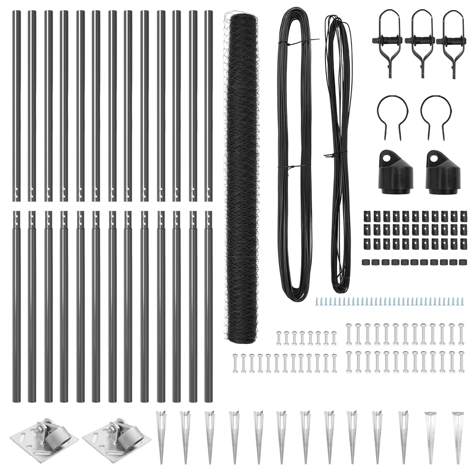 Fencing Set Set of 2 Grey Metal, PVC-coated wire 25 x 1.5 m - Image 4