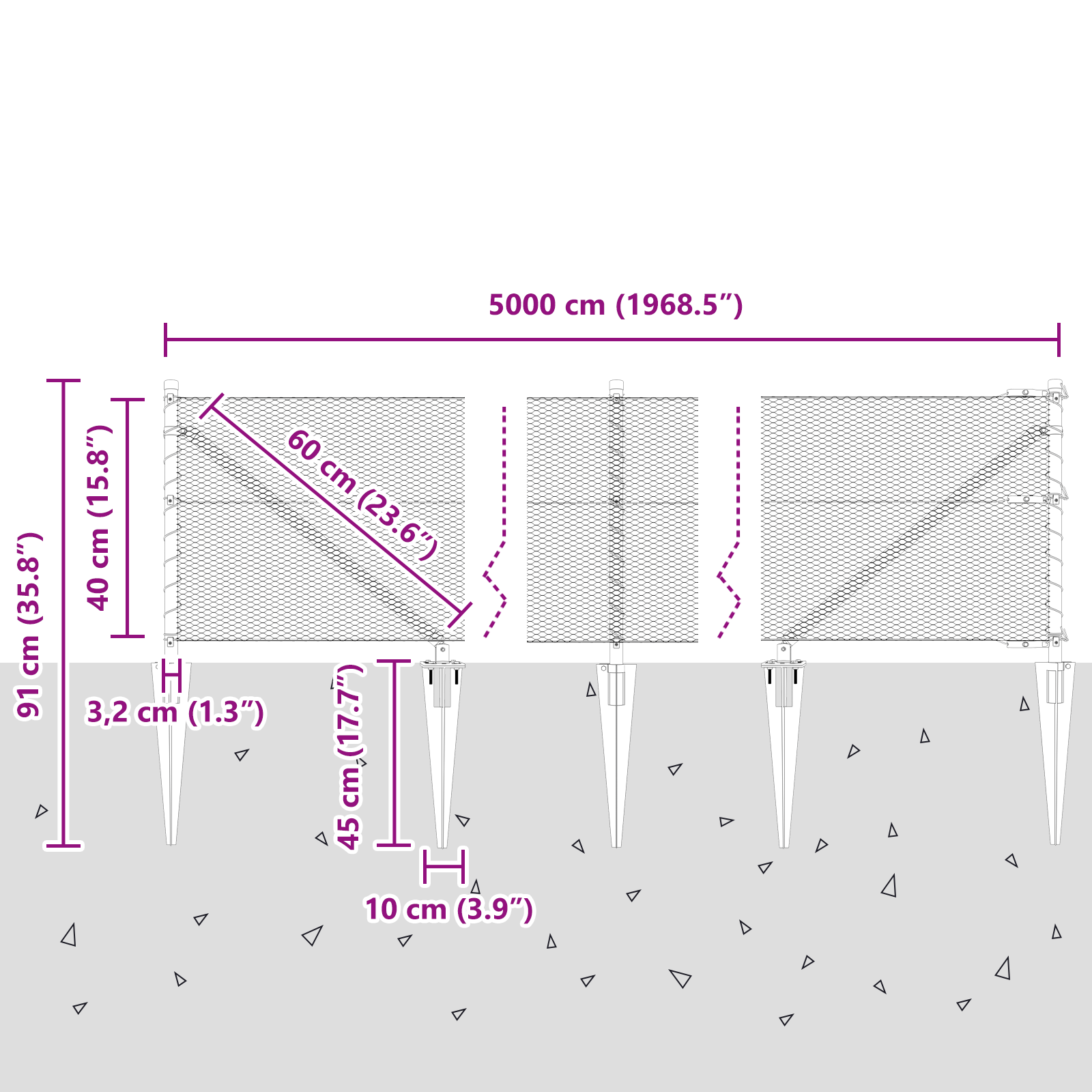 Hexagon Fence Grey 0.4x50 m Steel - Image 10