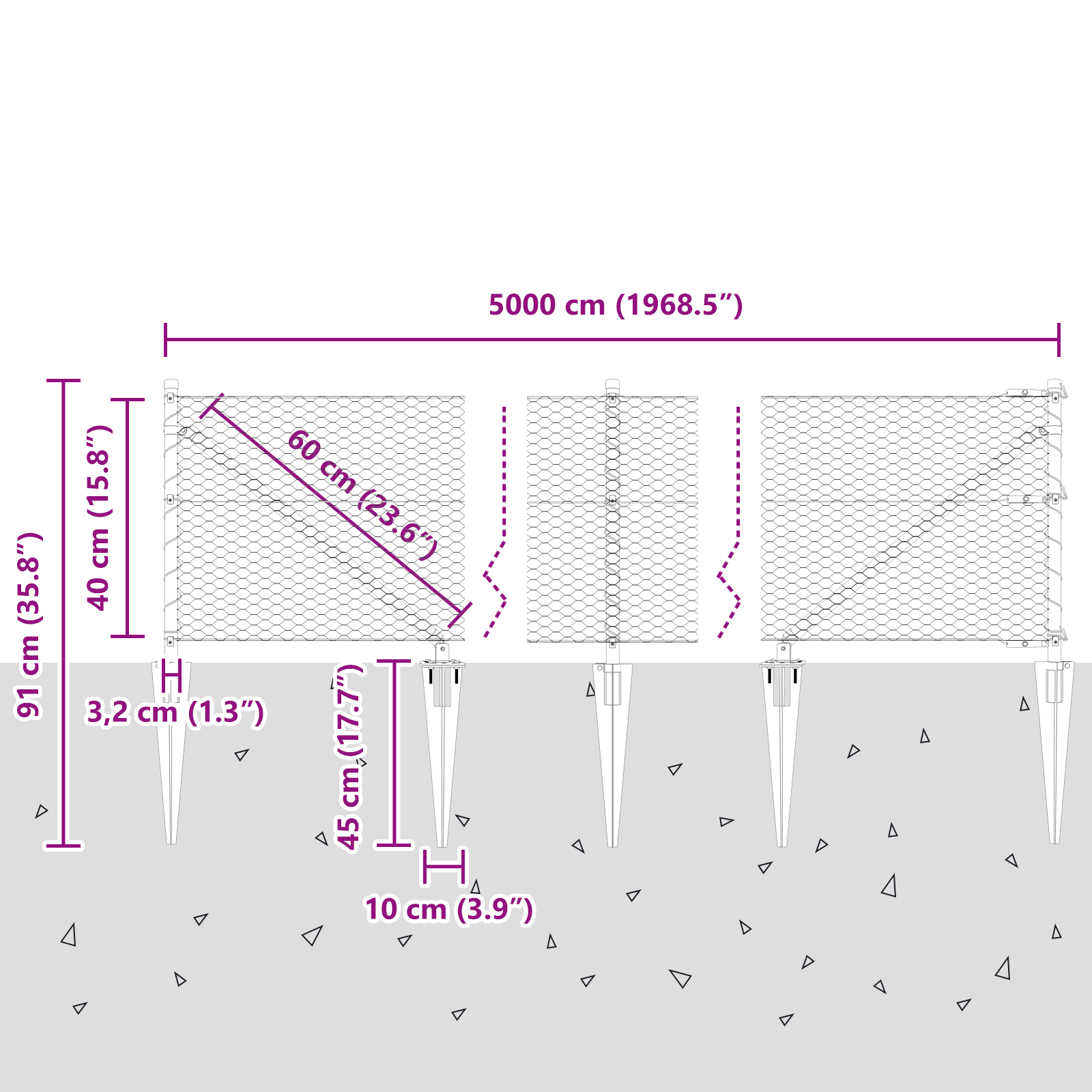 Hexagon Fence Grey 0.4x50 m Steel - Image 11