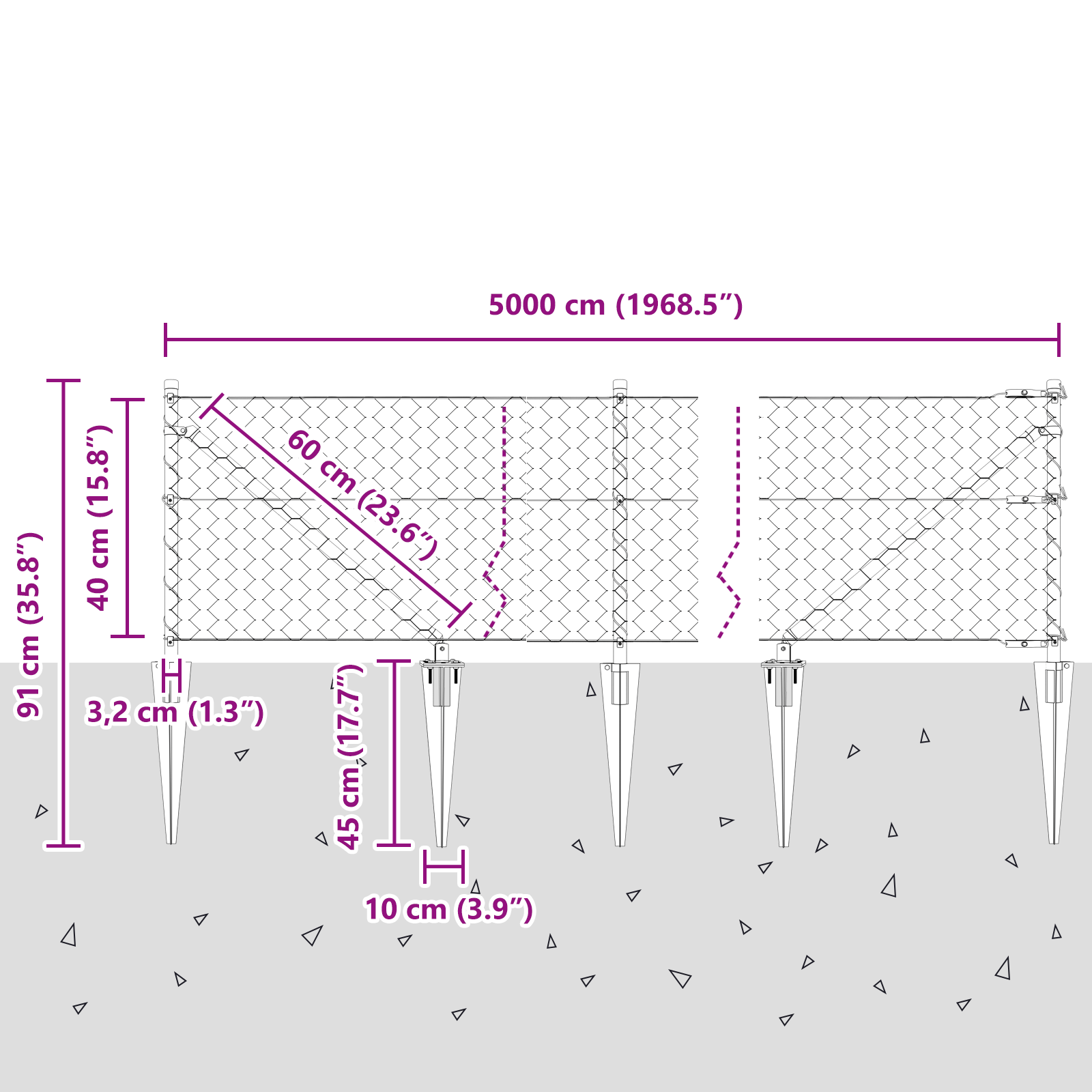 Hexagon Fence Grey 0.4x50 m Steel - Image 11