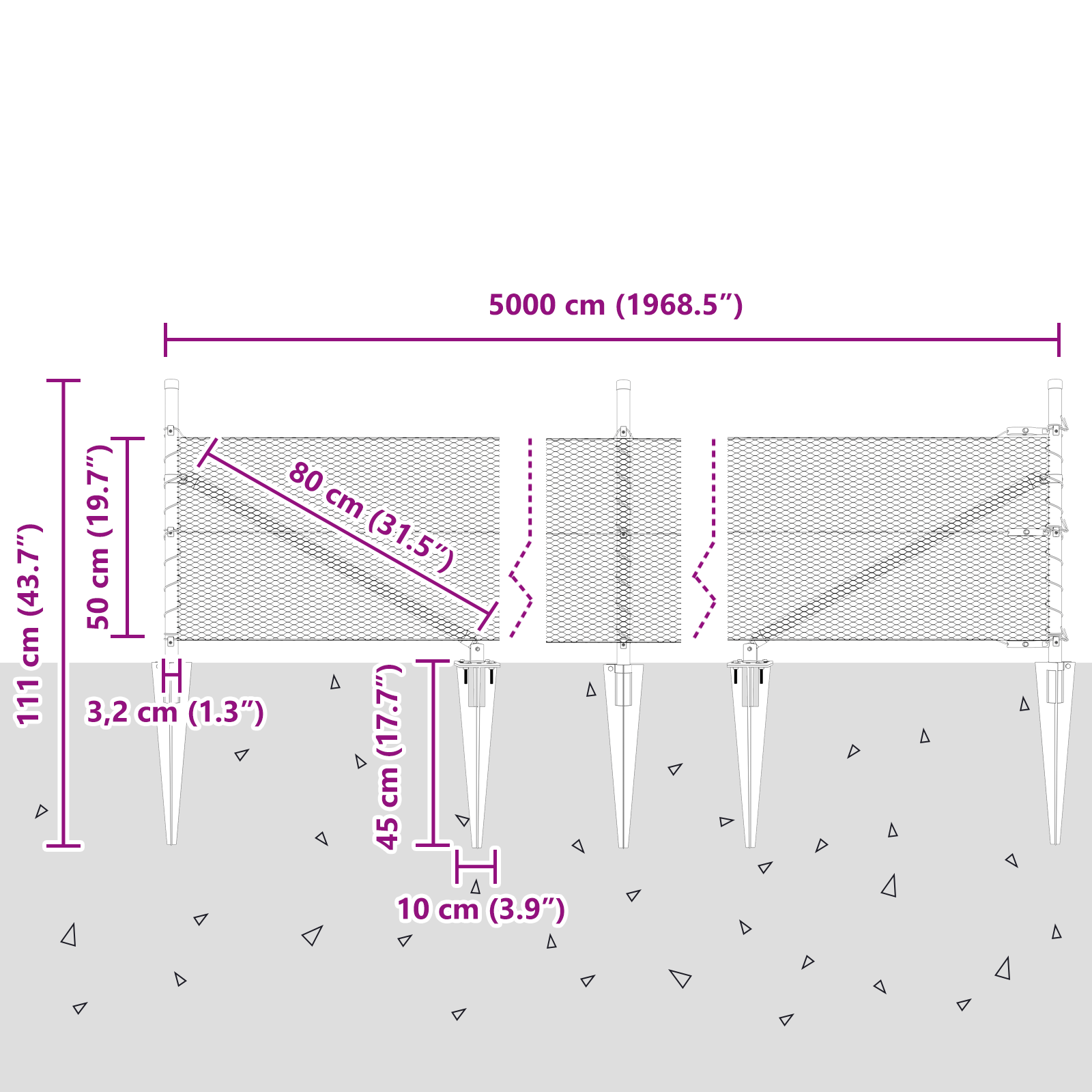 Hexagon Fence Grey 0,5x50 m Steel - Image 10